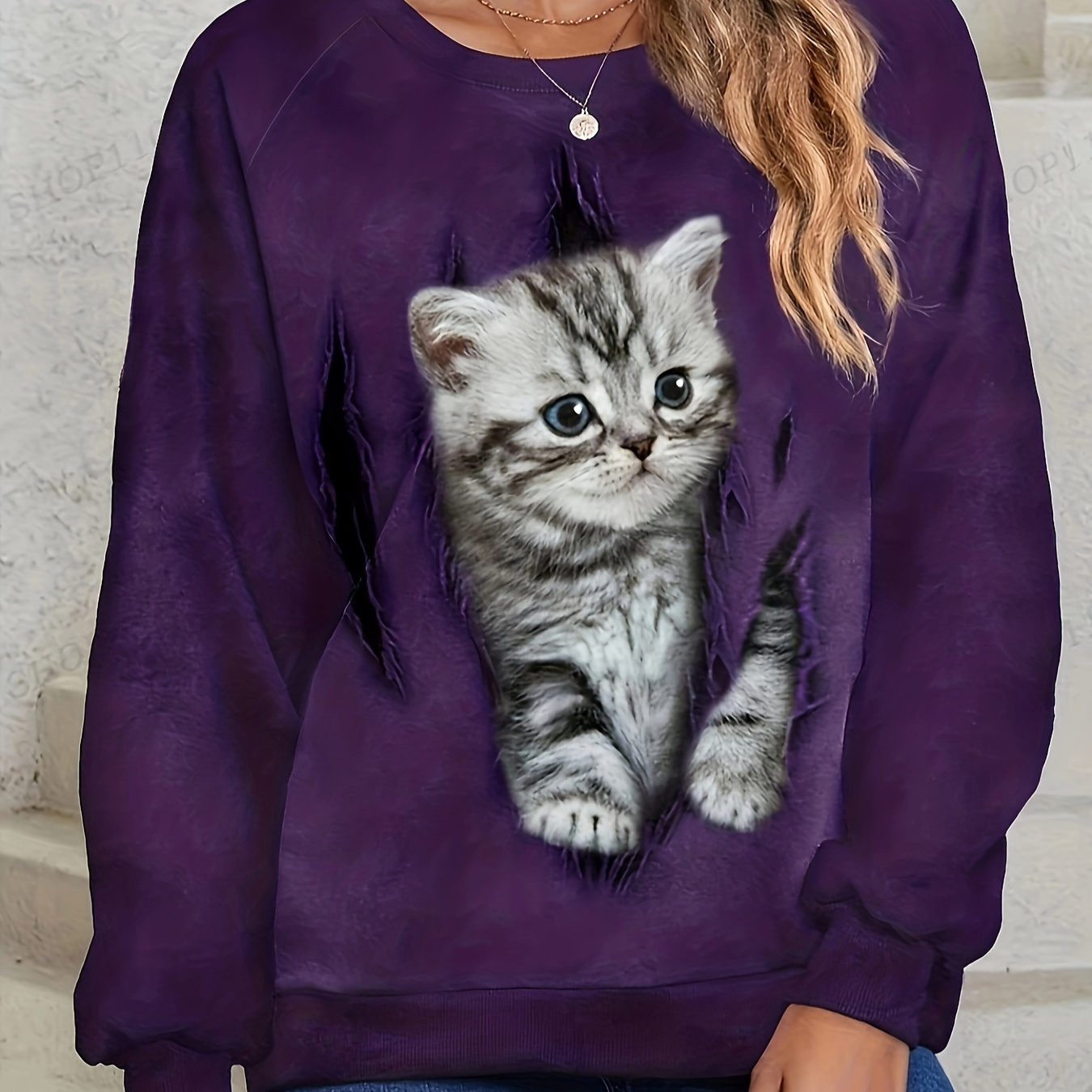 Cat face sweatshirt on sale