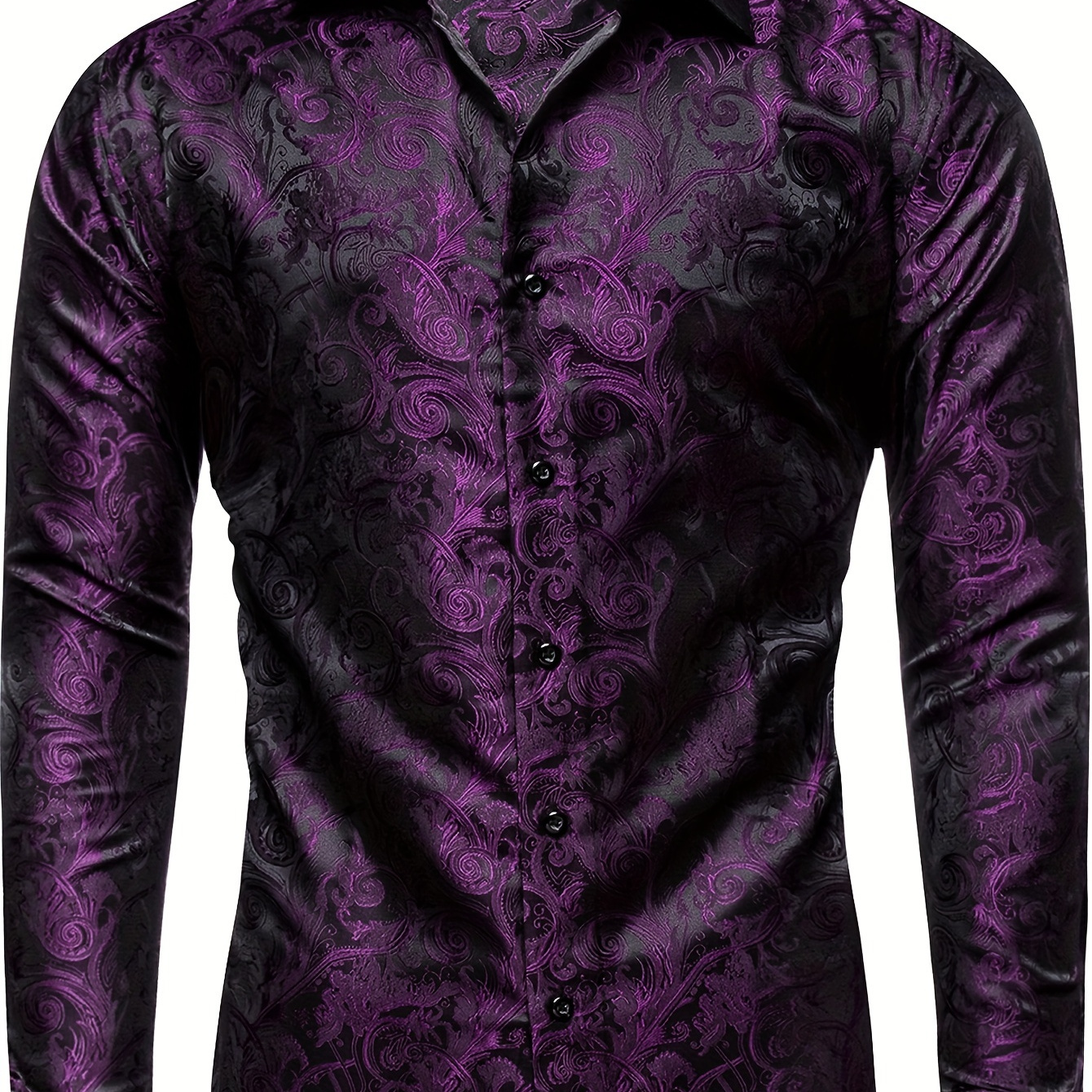 Ties2you Mens Purple Dress Shirt Floral Silm Fit Long Sleeve Button Down Shirt, L