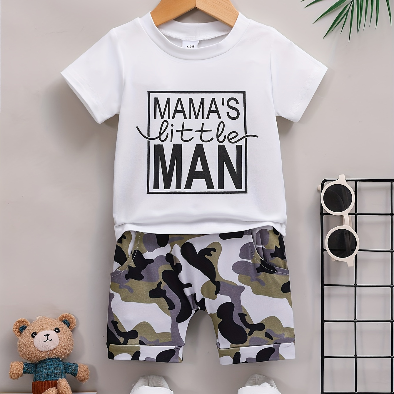 2pcs Baby Girls Boys "MAMA'S Little MAN" Print Summer Outdoor Set