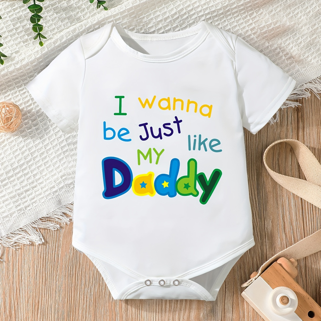 

Baby Girls And Boys Casual "i Just Like My Daddy" Short Sleeve Onesie Clothes