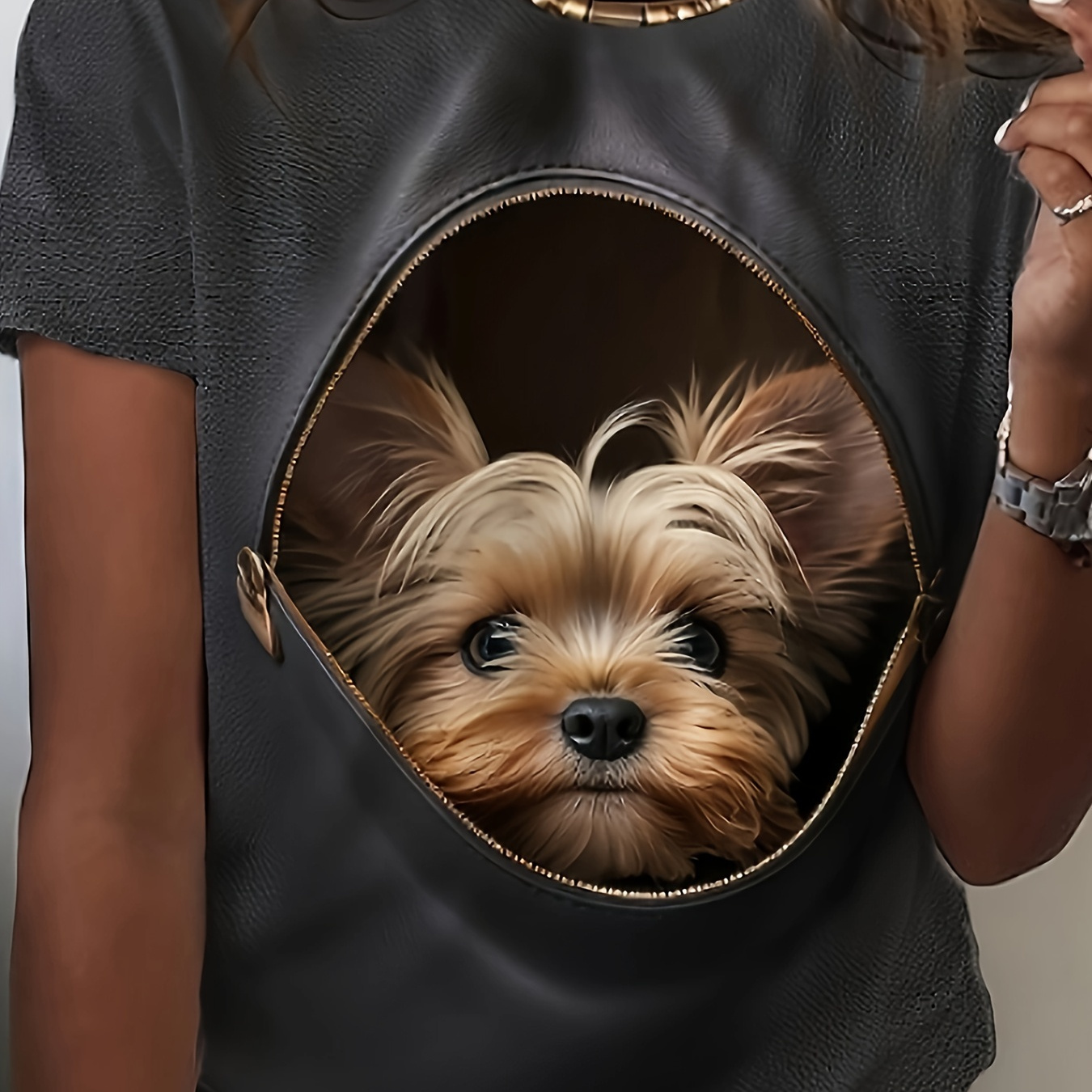 

Plus Size Dog Print T-shirt, Casual Short Sleeve Crew Neck T-shirt, Women's Plus Size clothing