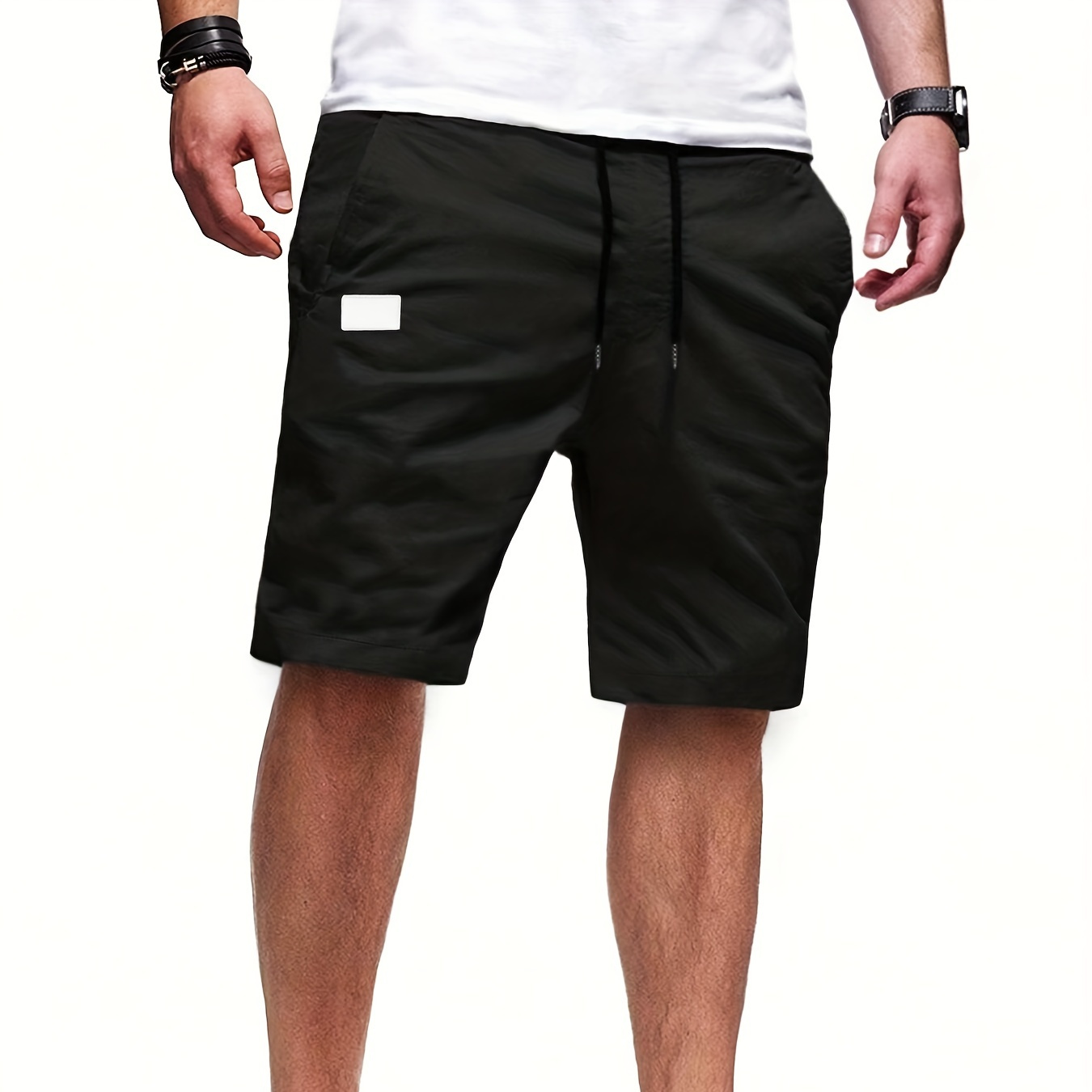 

Men's Drawstring Cargo Short Pants, Lightweight Flap Pocket Loose Trendy Shorts, Men's Work Pants Outdoors Streetwear