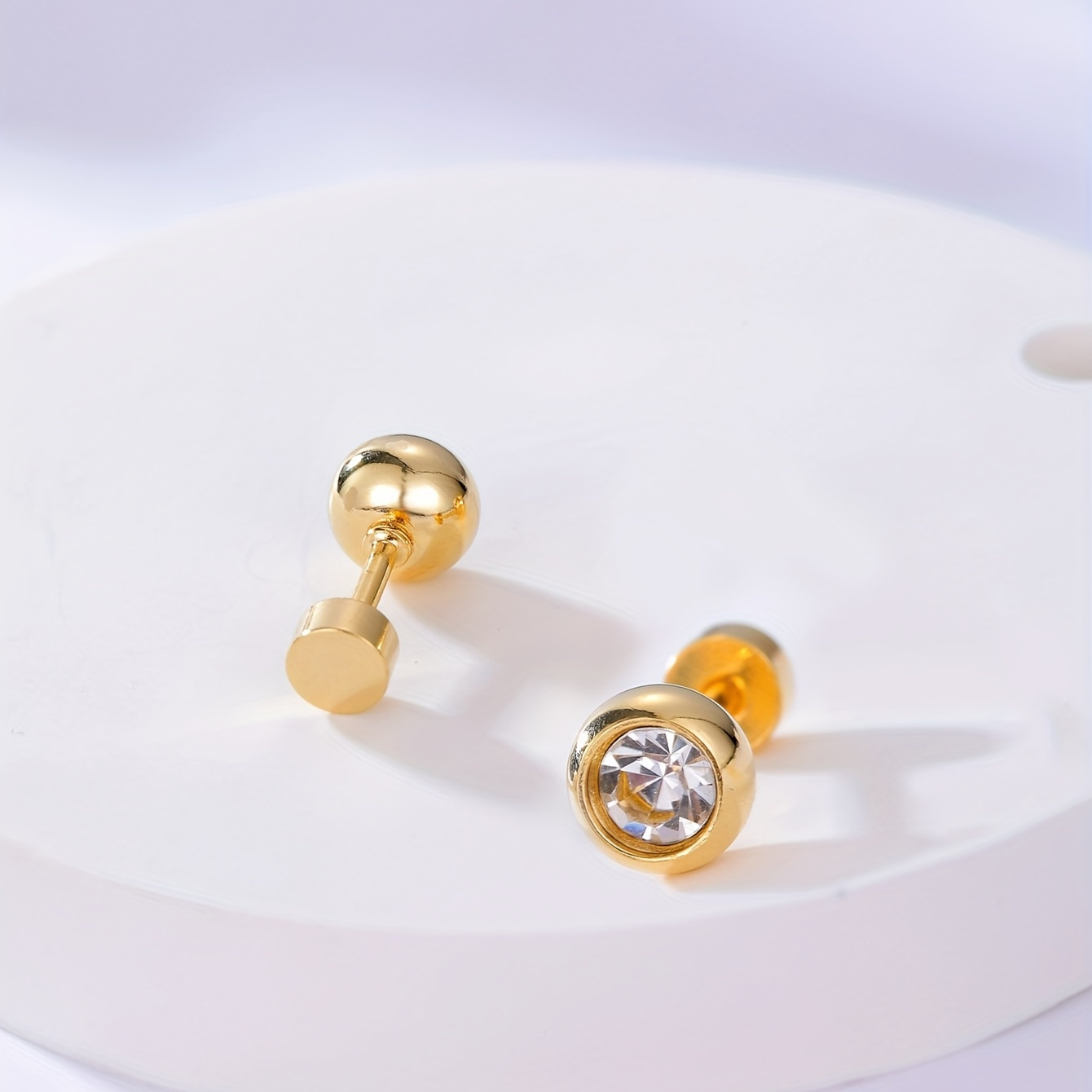 

1 Pair Fashinable Simple Stainless Steel Zircon Earrings