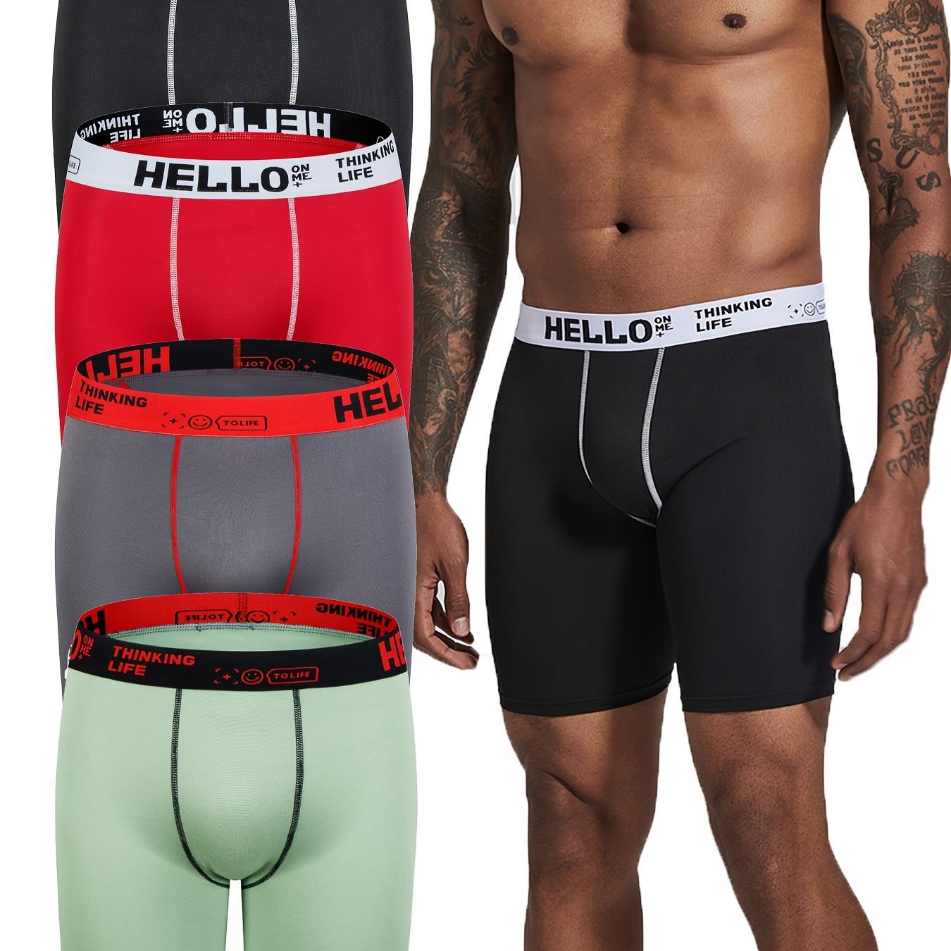 

4pcs Men's Boxer Briefs Set Comfortable Daily Comfortable Cotton Sports Boxer Briefs Set