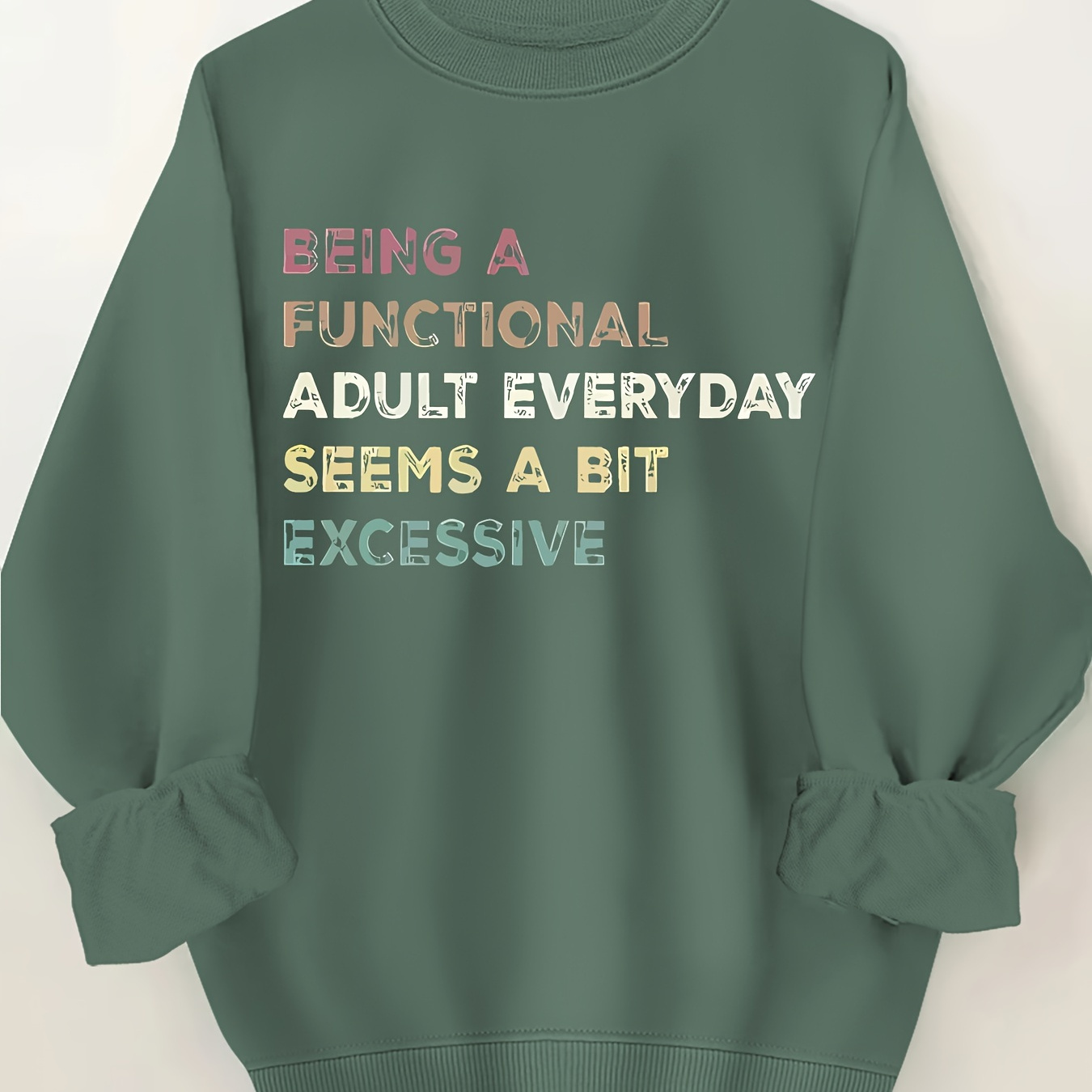 

Plus Size Letter Print Sweatshirt, Casual Long Sleeve Crew Neck Pullover Sweatshirt, Women's Plus Size clothing