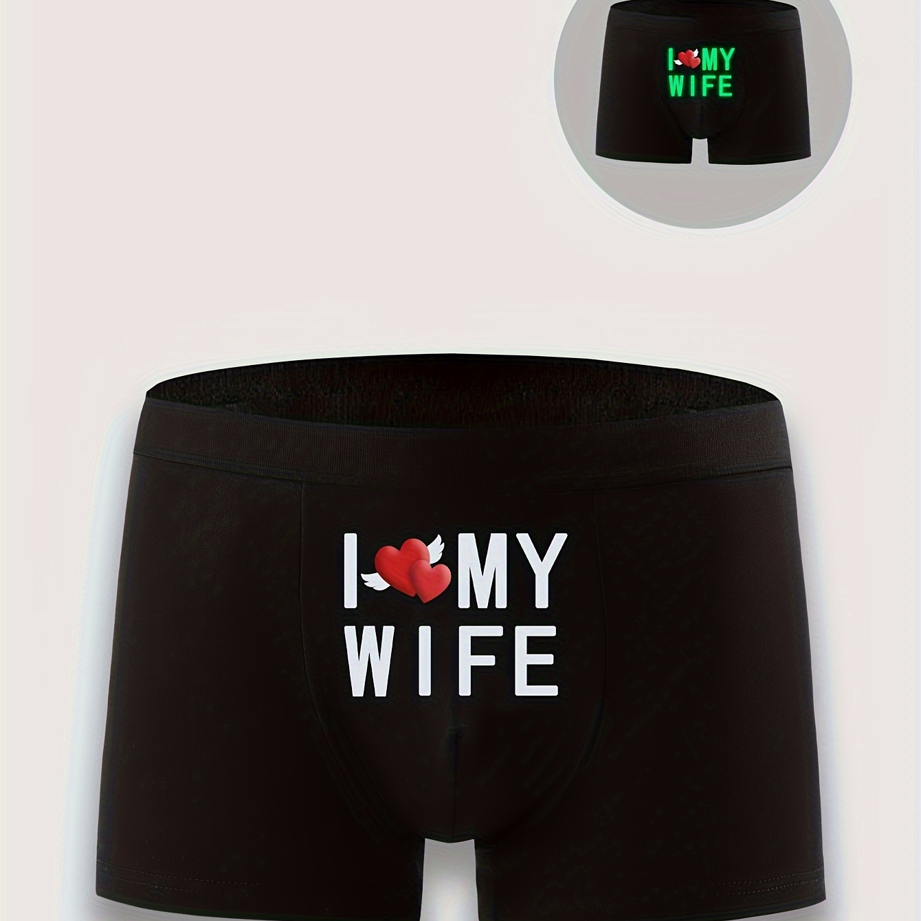 

Men's Boxer Shorts With Glowing Pattern 'i Love My Wife' At Night - Soft And Fun Novelty Underwear - Stylish And Romantic Valentine's Day Gift Size: S, M, L, Xl, Xxl