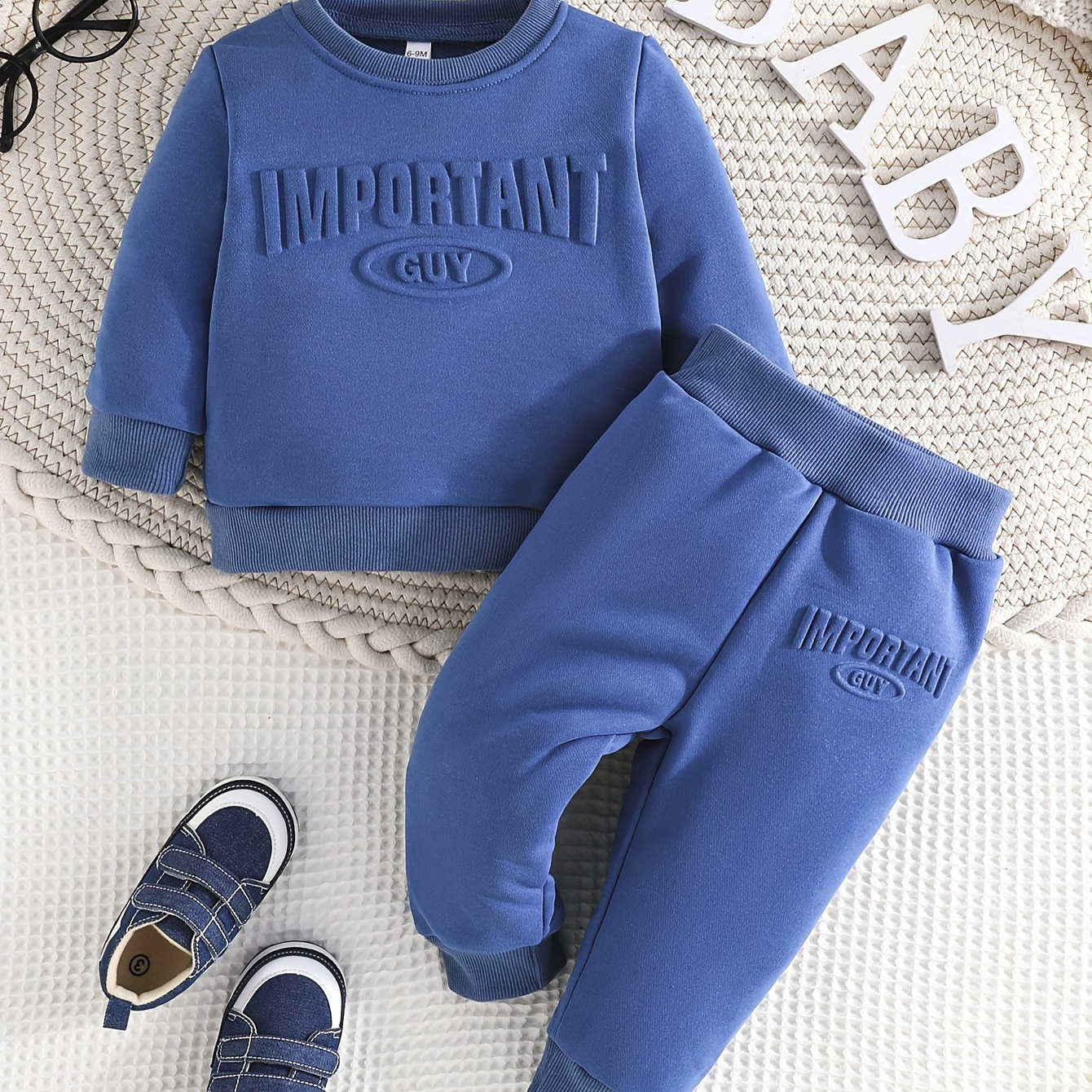 

Boys Toddler 2pcs Outfit Set, Embossed Letter Pattern, Long Sweatshirt And Pants, , , , Regular Fit, , , For /, For