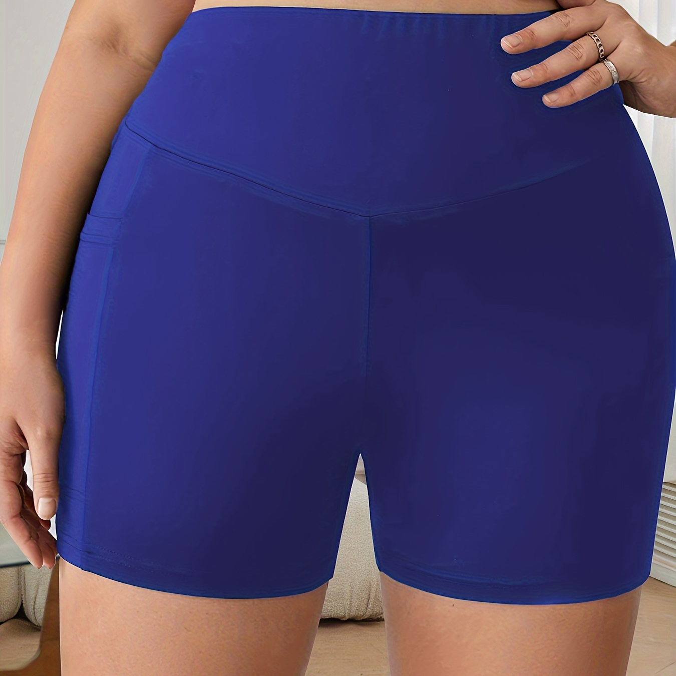 Plus Size Sports Shorts Women's Plus Contrast Binding High - Temu