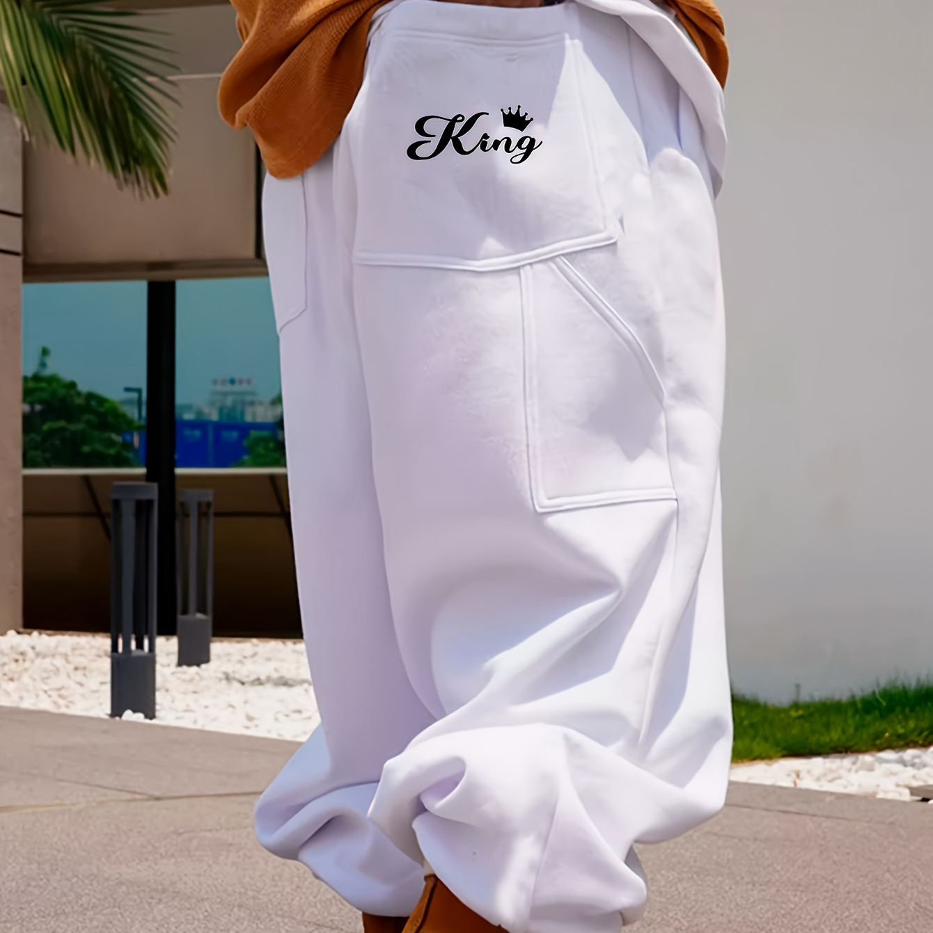 

Men' Loose Fit Pants With Drawstring & Pockets, Breathable Comfy Pants For Sport And Casual Wear