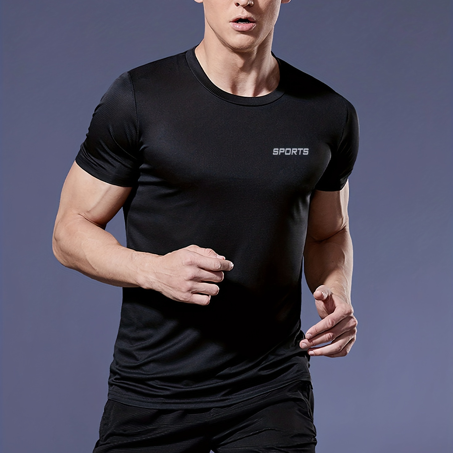 

Men's Solid Color Ultralight Quick Dry Sport T-shirt, Breathable Lightweight Top For Fitness Training Workout Running Gym