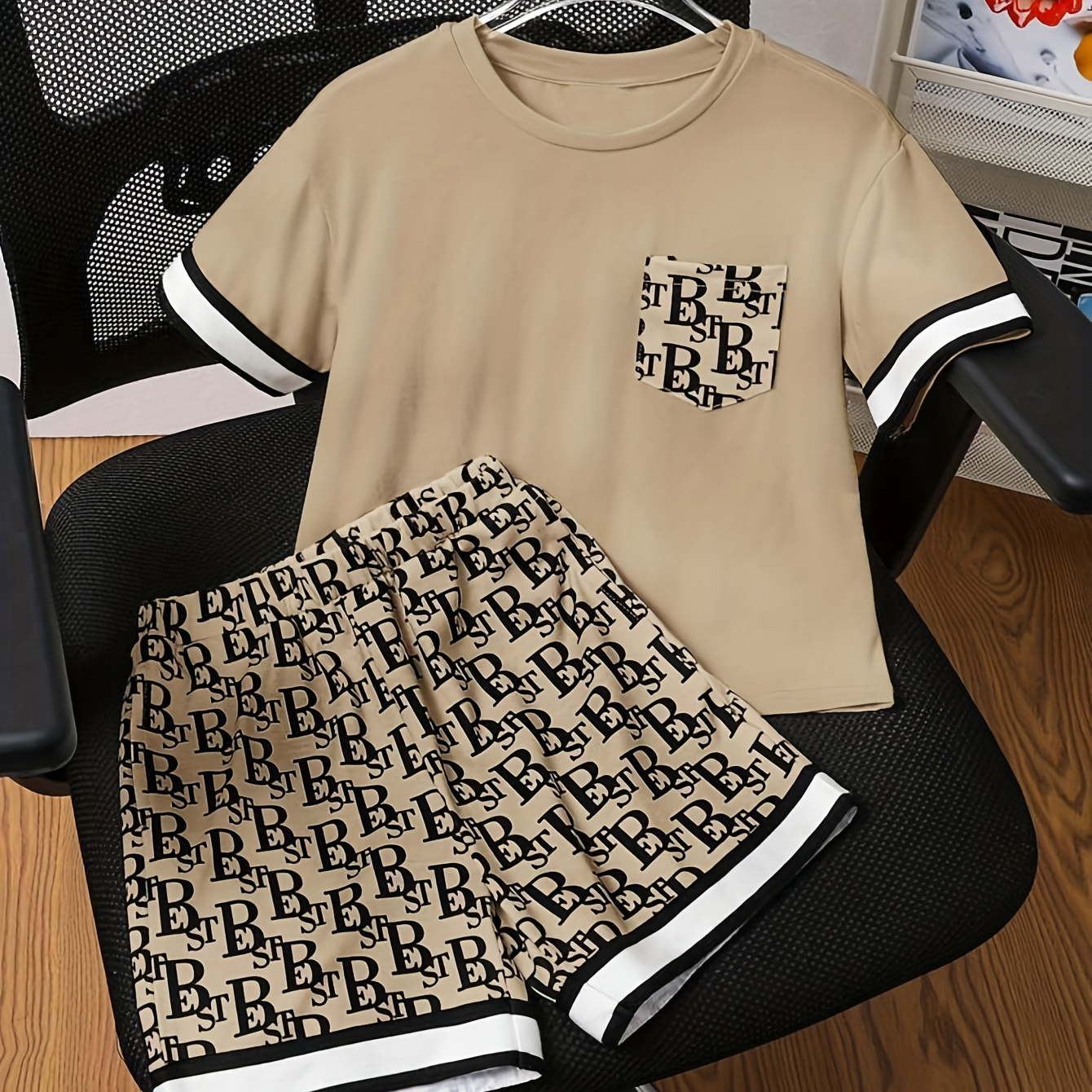 Boys' Fashion Solid Color Short Sleeve T-shirt and Shorts Set