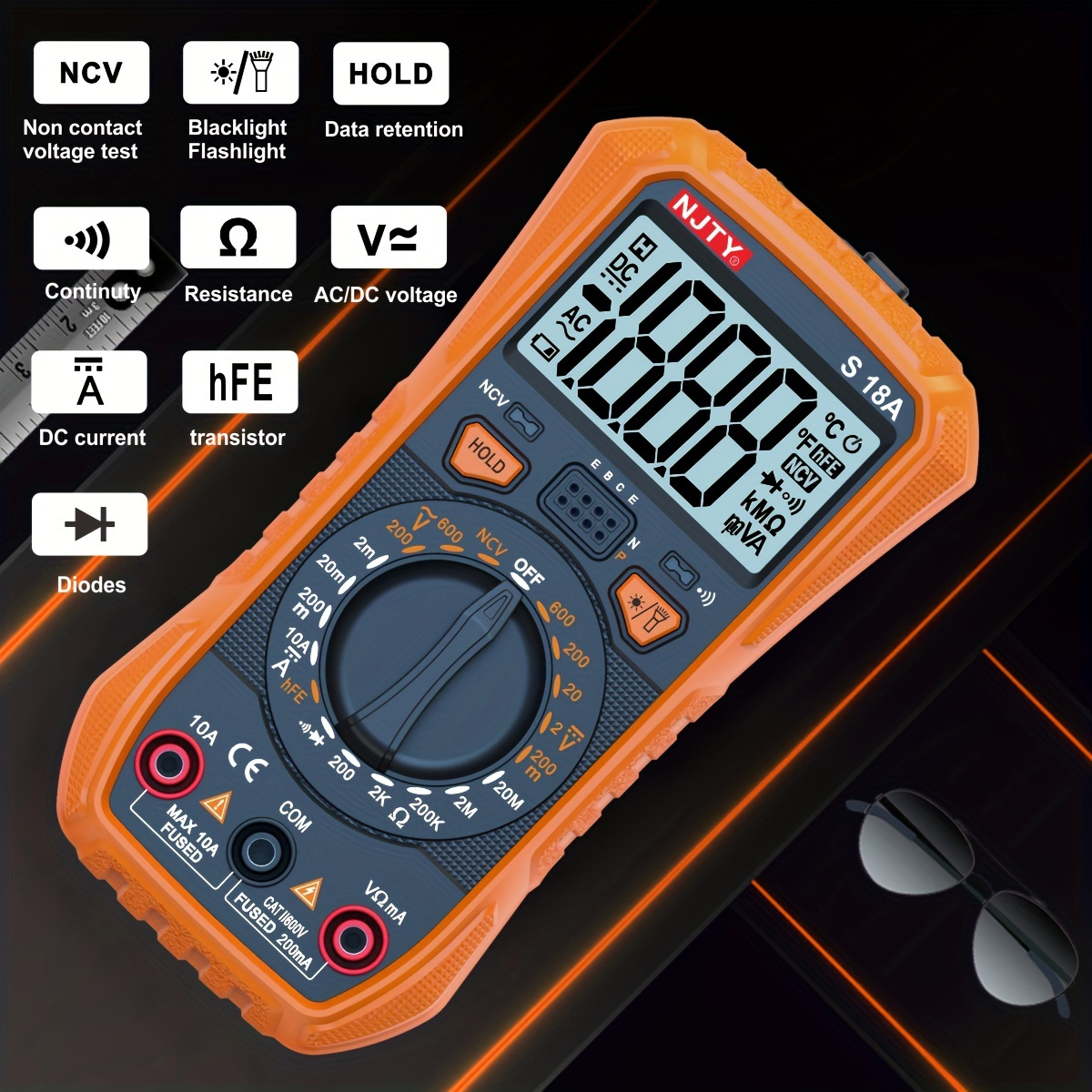

1pc High-precision Digital Multimeter - Universal Meter With Ncv Voltage Detection & Anti-burn Protection