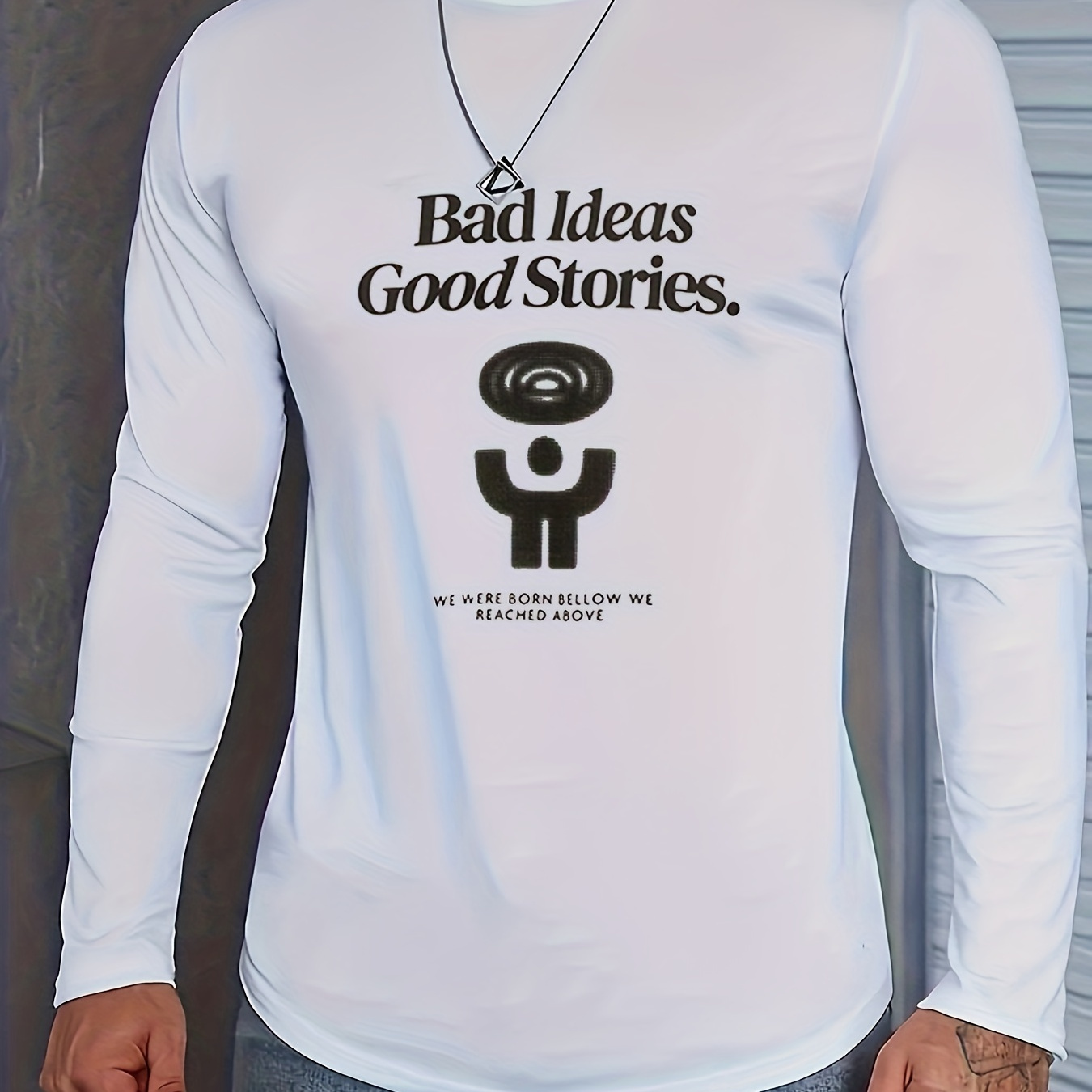 Bad Ideas Good Stories Print Mens Trendy Comfy T shirt - Temu Australia