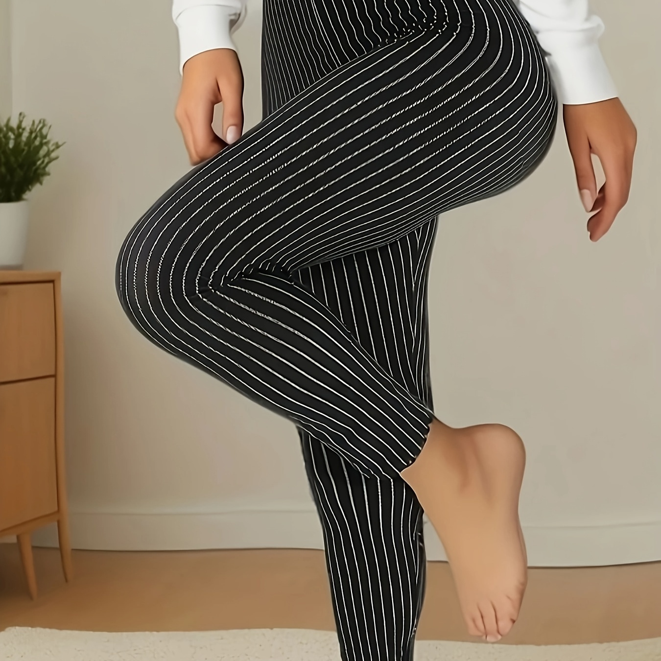 

Leggings Rayés Chic et Élégants Toutes pour Femmes - Taille Haute, Extensibles et Confortables, Lavables en Machine