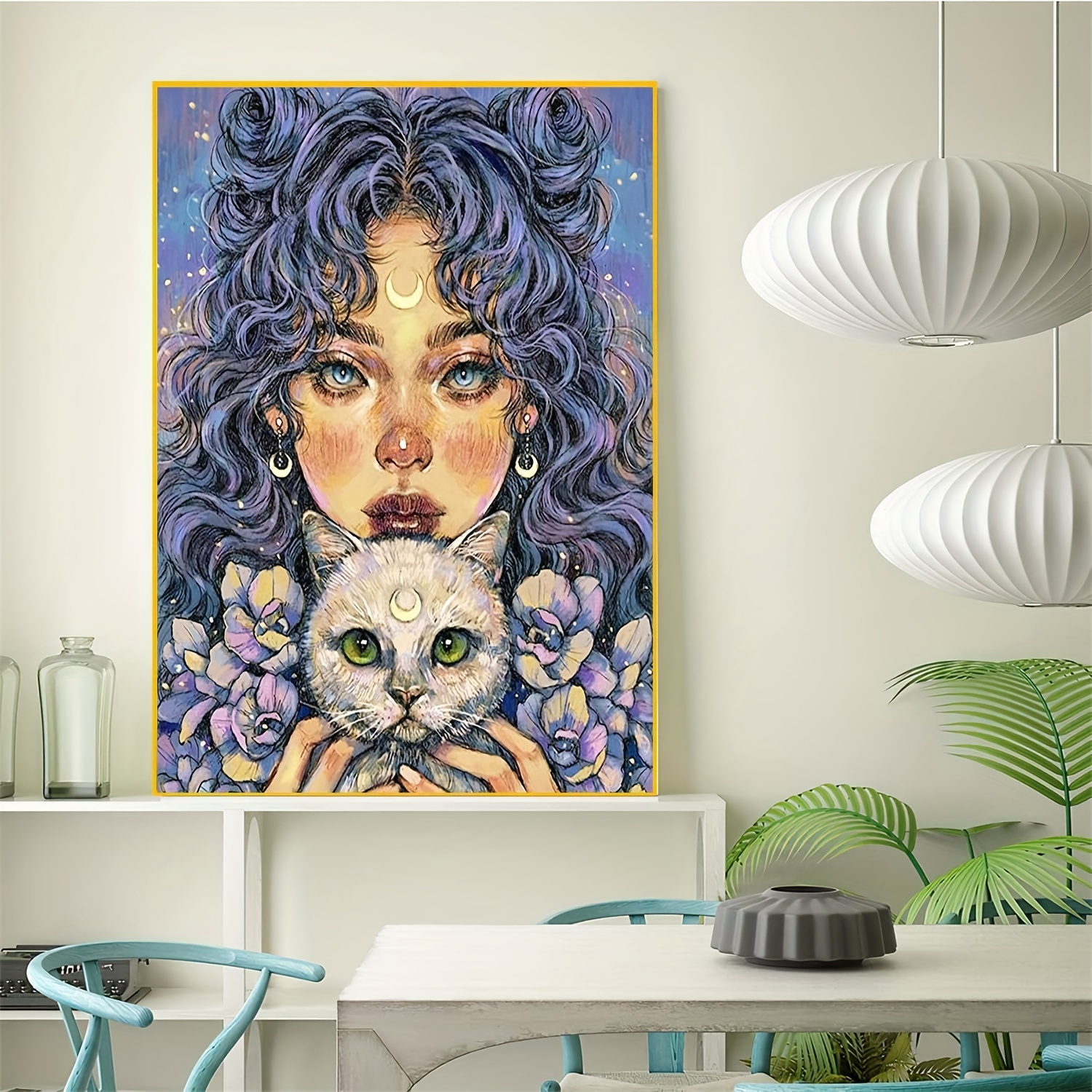 

Diy 5d Artificial Diamond Painting Kits For Adults Demon Cat Full Diamond Round Gemstone Painting Art Craft For Wall Decor (30x40cm/11.8x15.8in)
