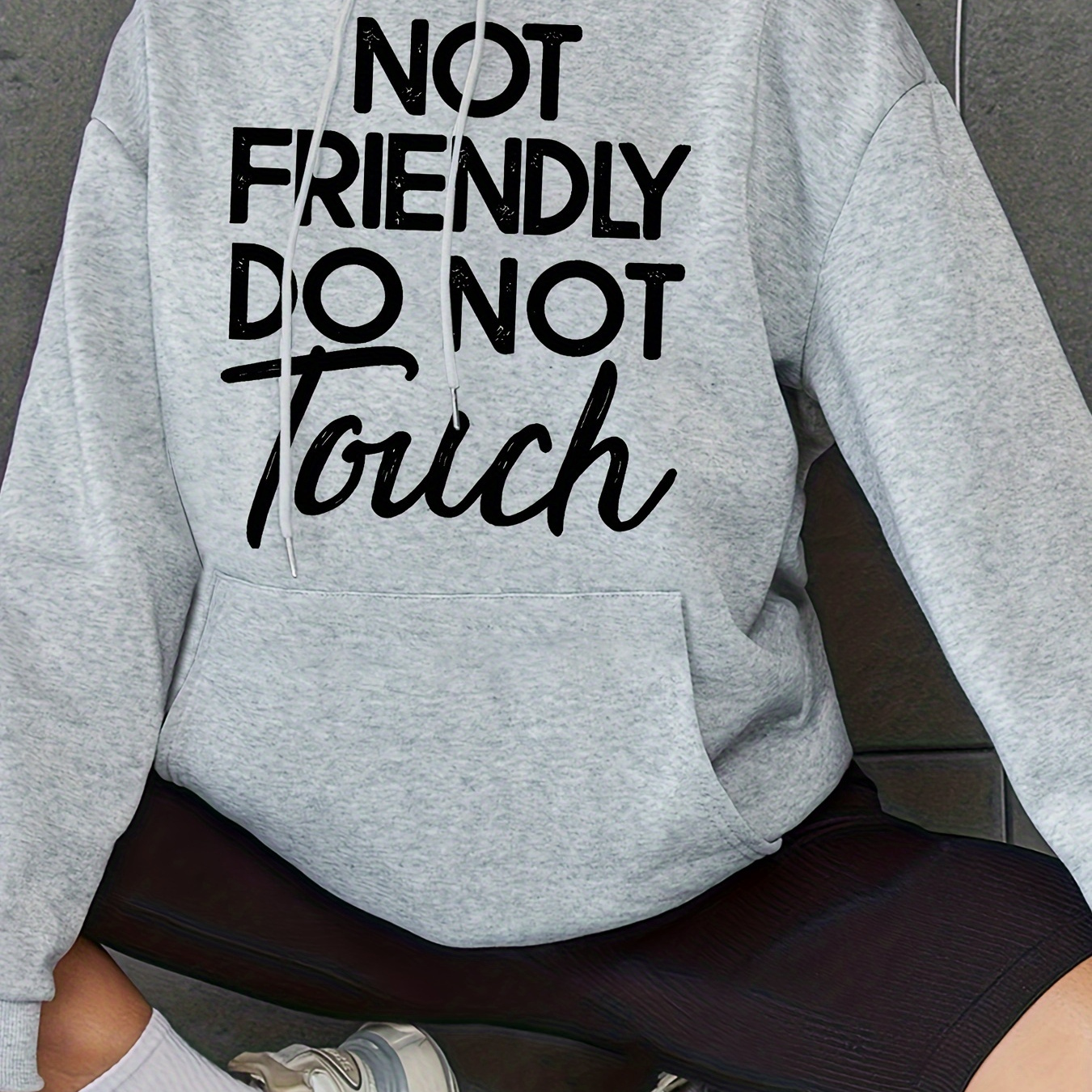 

Letter Graphic Drawstring Casual Hoodie, Long Sleeve Loose Pullover Hooded Sweatshirt With Pocket, Women's Clothing