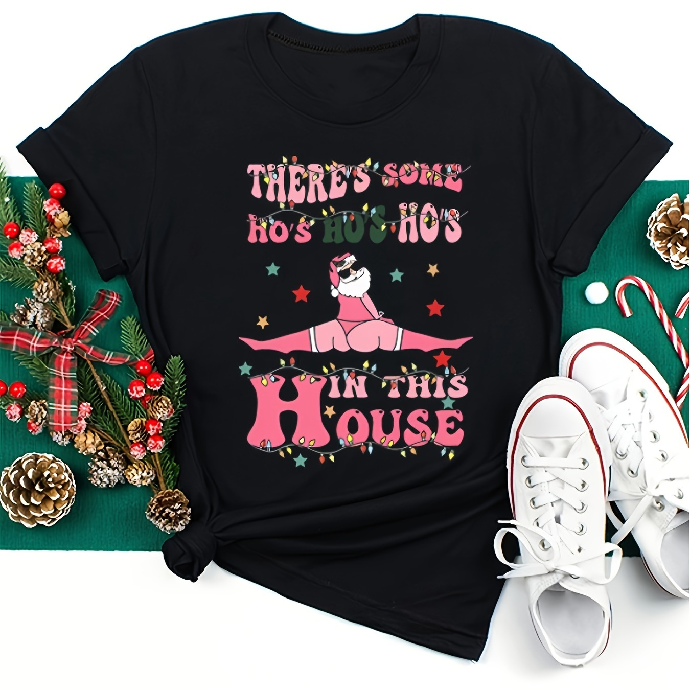 

Women's T-, Round Top, Summer , Christmas , Polyester, , Regular Fit, No , ,
