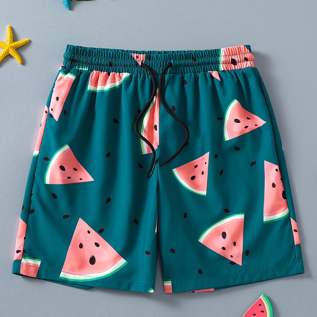 

Watermelon Pattern Quick Dry Swim Trunks For Boys, Elastic Waist Beach Shorts, Boys Swimwear For Summer Vacation