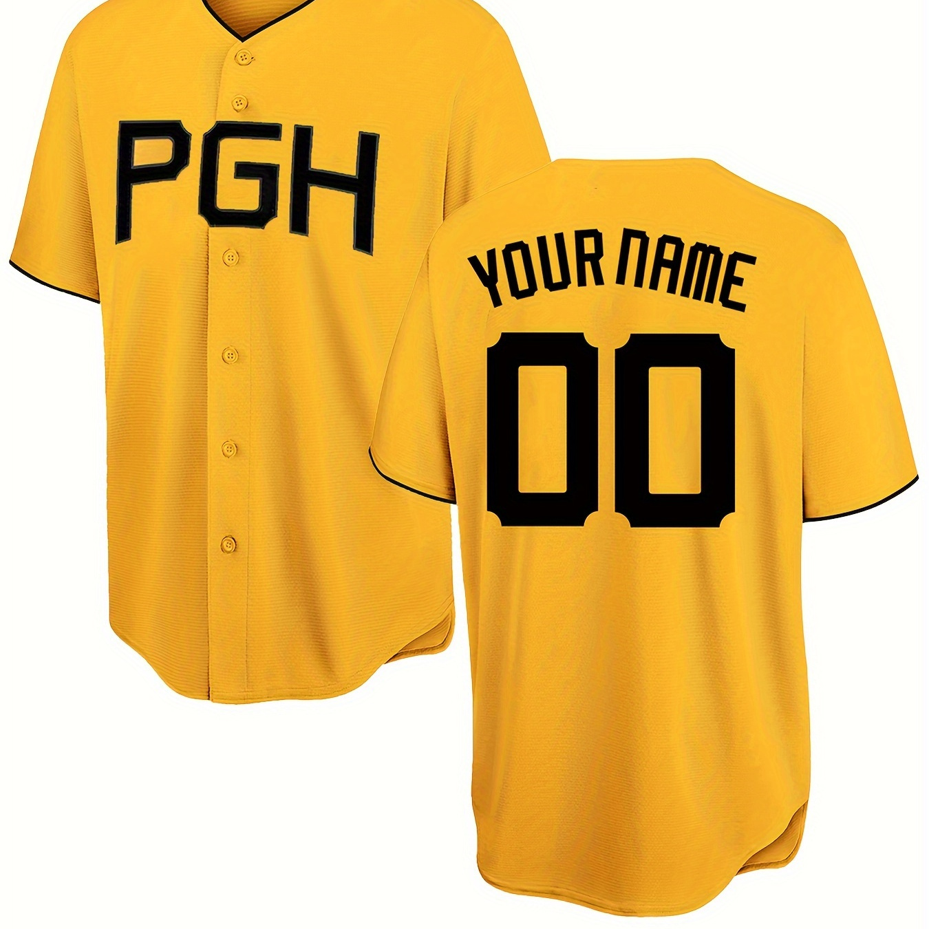 

Custom Men's Baseball Jersey, Personalized Embroidered Team Name "pgh" And Your Number, Sport Style, Comfort Fit Leisurewear