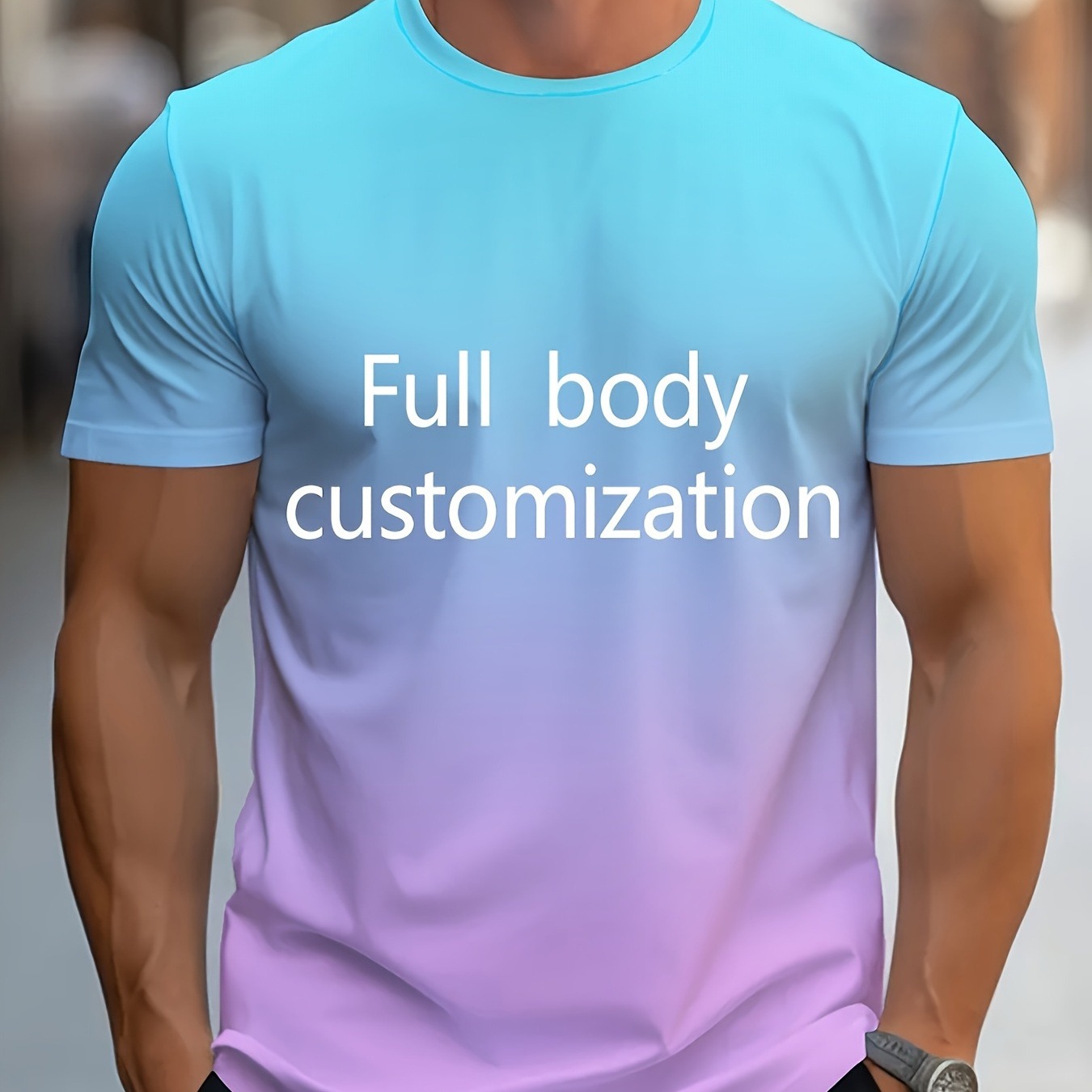 

1pc Men's Customizable 3d Print T-shirt - Casual Crew Neck, Short Sleeve, Knit Polyester, Slight Stretch, Regular Fit, Summer Tee For Teens - Personalized Heat Transfer Printing