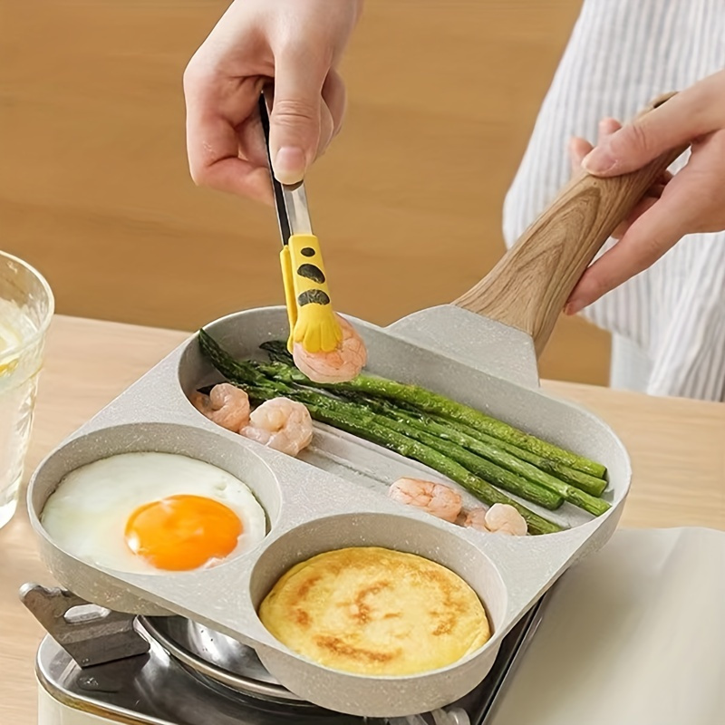 Portable 4 Hole Omelet Pan Home Kitchen Picnic Cooker Frying Non Stick  Round USA