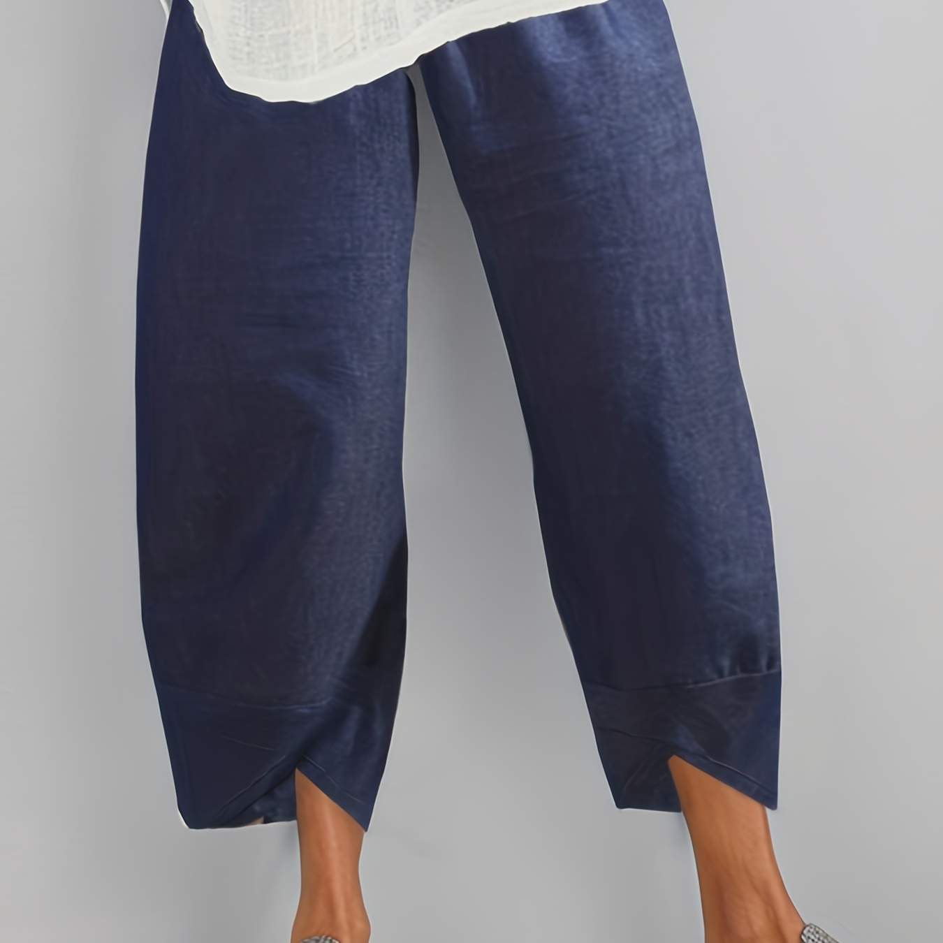 Plus Size Casual Pants Women's Plus Plain Breathable Loose - Temu