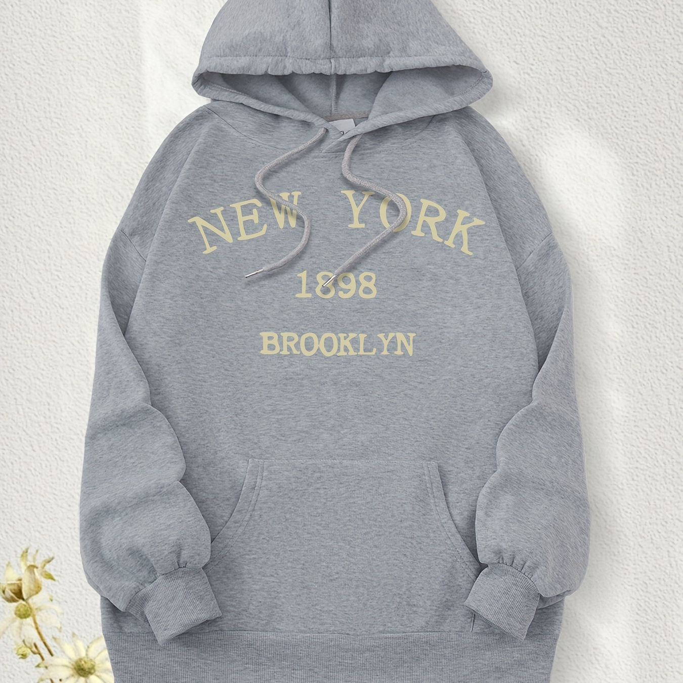 Sudadera Capucha Cordón Color Sólido Estampado Nueva York - Temu Mexico