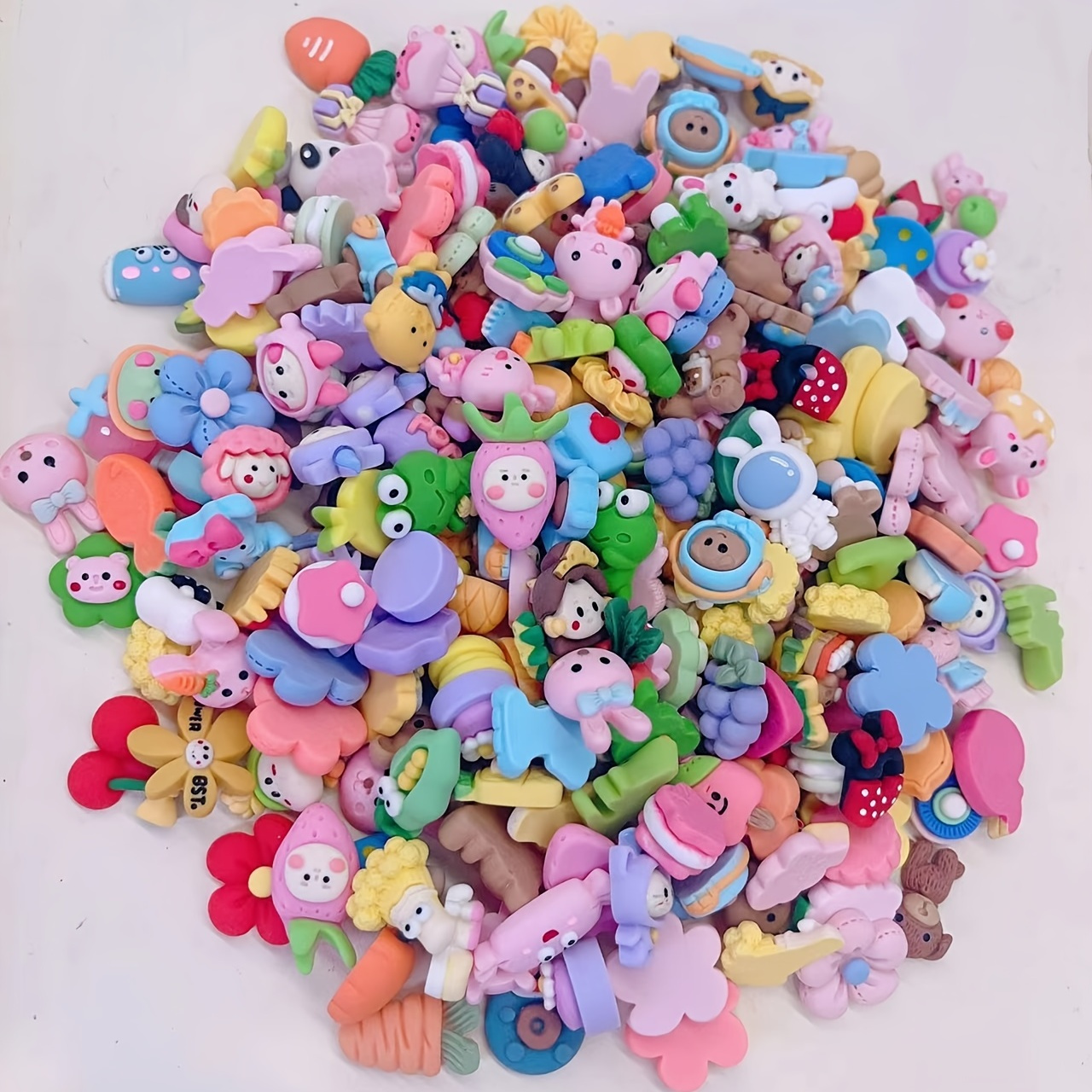 20pcs Random Cute Cartoon Epoxy Resin Accessories For Diy Phone Case,  Earrings, Hair Clips, Etc.