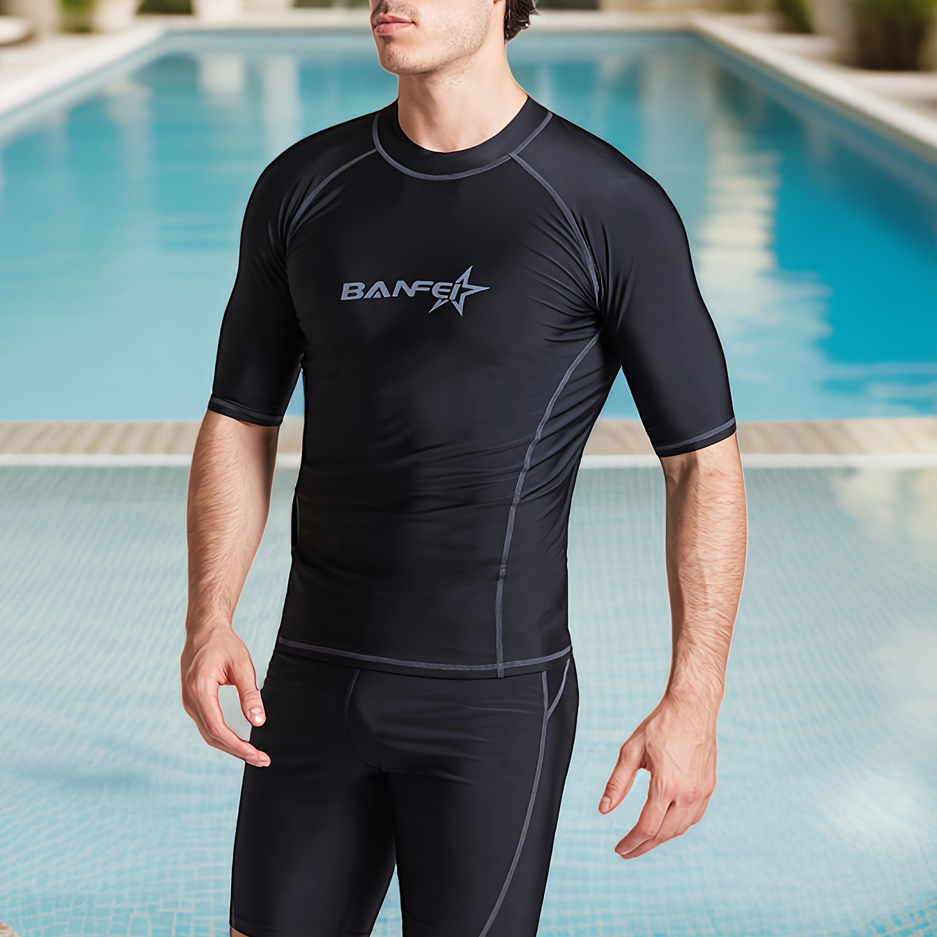 

Banfei Men's Quick-dry Swim Top - High Stretch, Breathable Nylon & Spandex For Diving, Surfing & Beach Parties