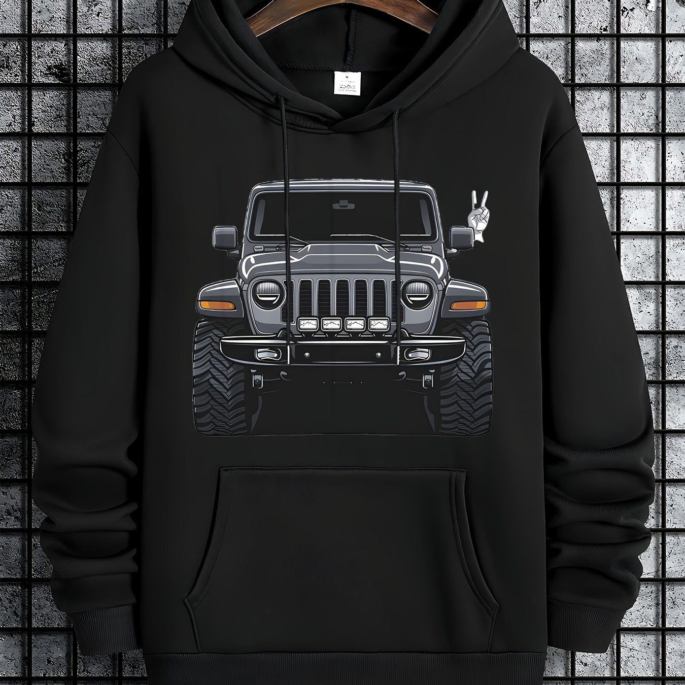 

Men's Off-road Adventure Graphic Hoodie With Kangaroo Pocket - Cozy Polyester Pullover Sweatshirt, Casual & Trendy, Machine Washable, Fall/winter - Ideal For Halloween & Christmas Gifts