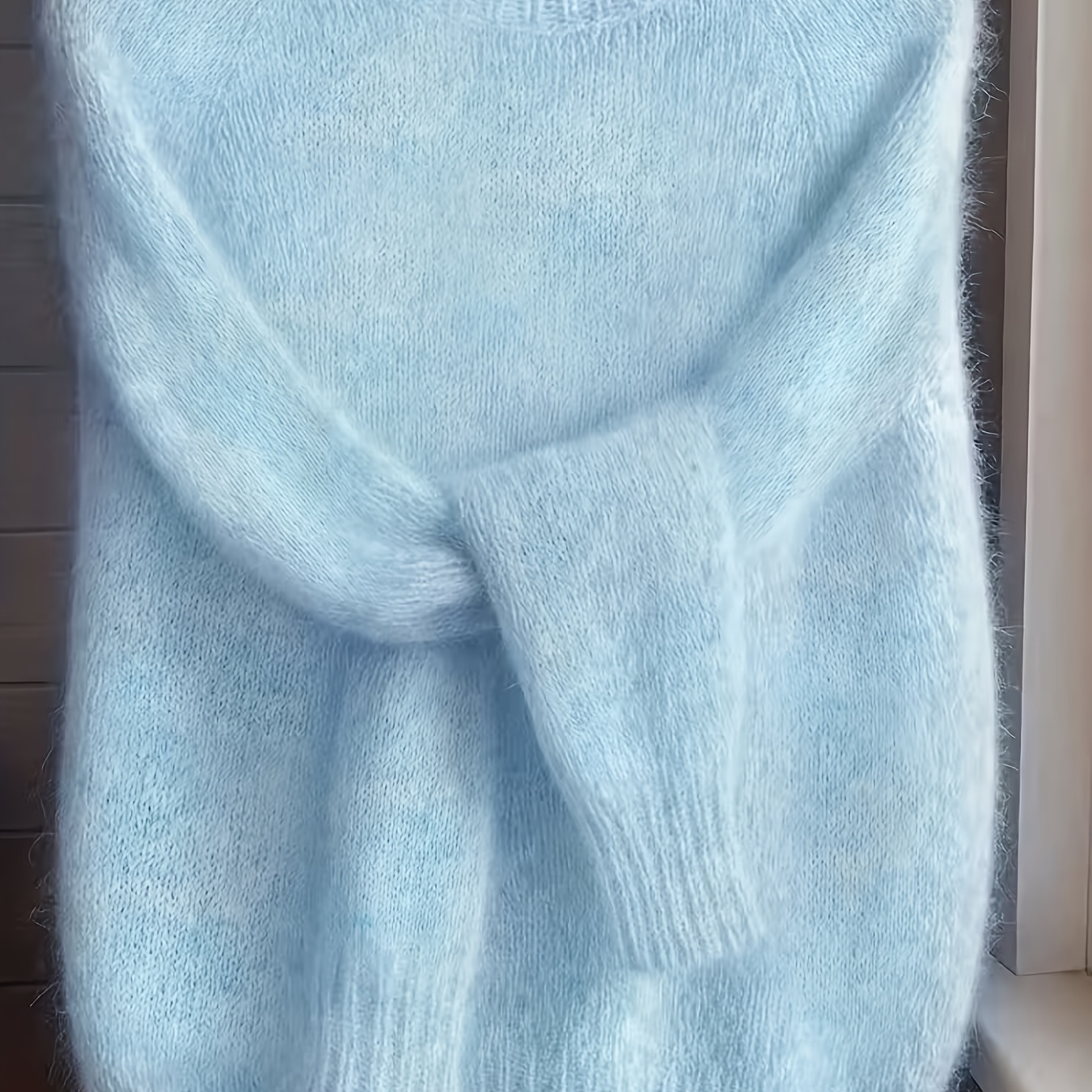 Light Blue Fuzzy Mohair Sweater