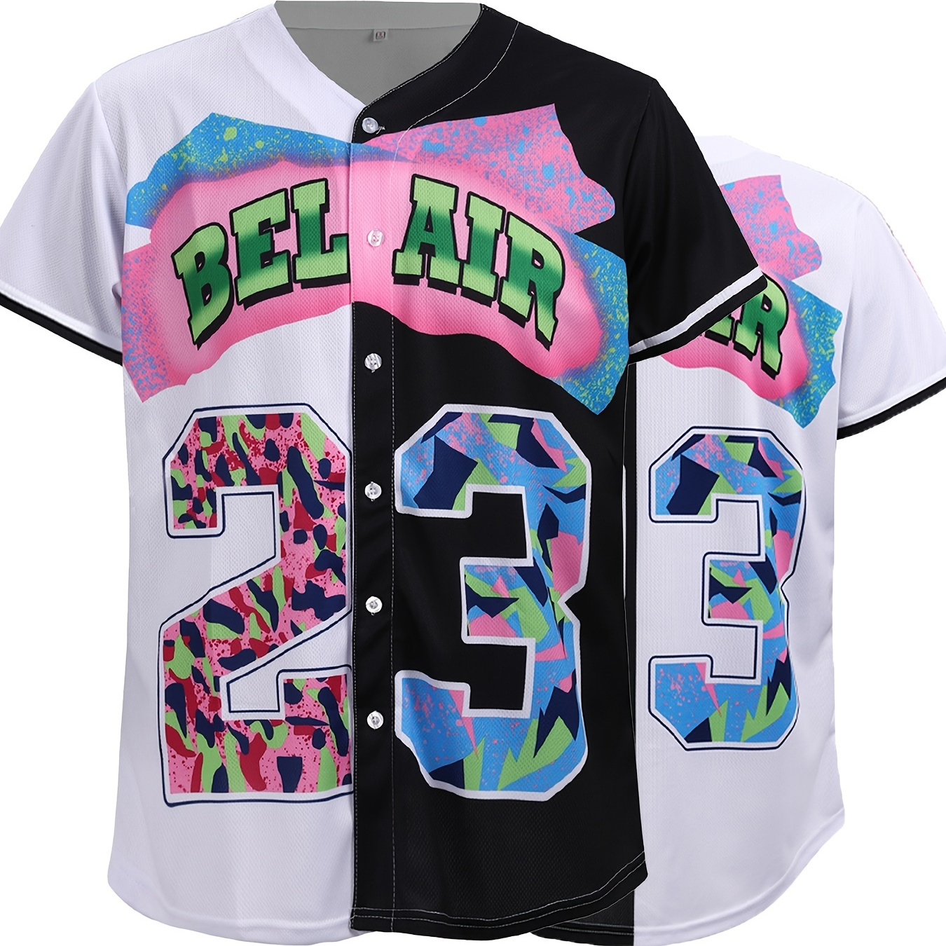 MOLPE Bel-Air 23 Printed Baseball Jersey, 90S Hip-Hop Clothing for Par