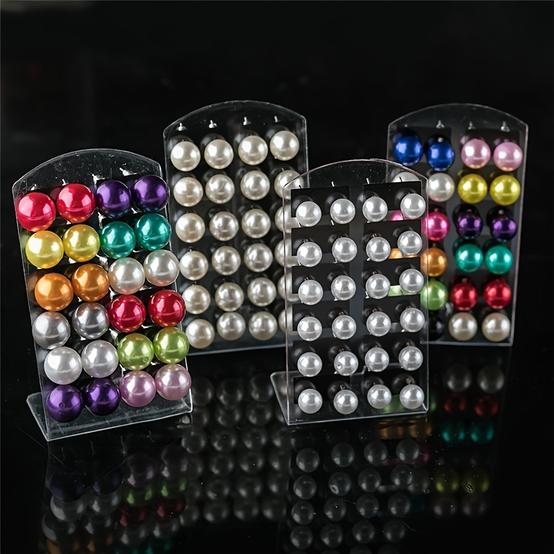 

12pairs Colorful White Imitation Pearl Stud Earrings For Women Ear Jewelry Round Ball Earring 4 6 8 10mm