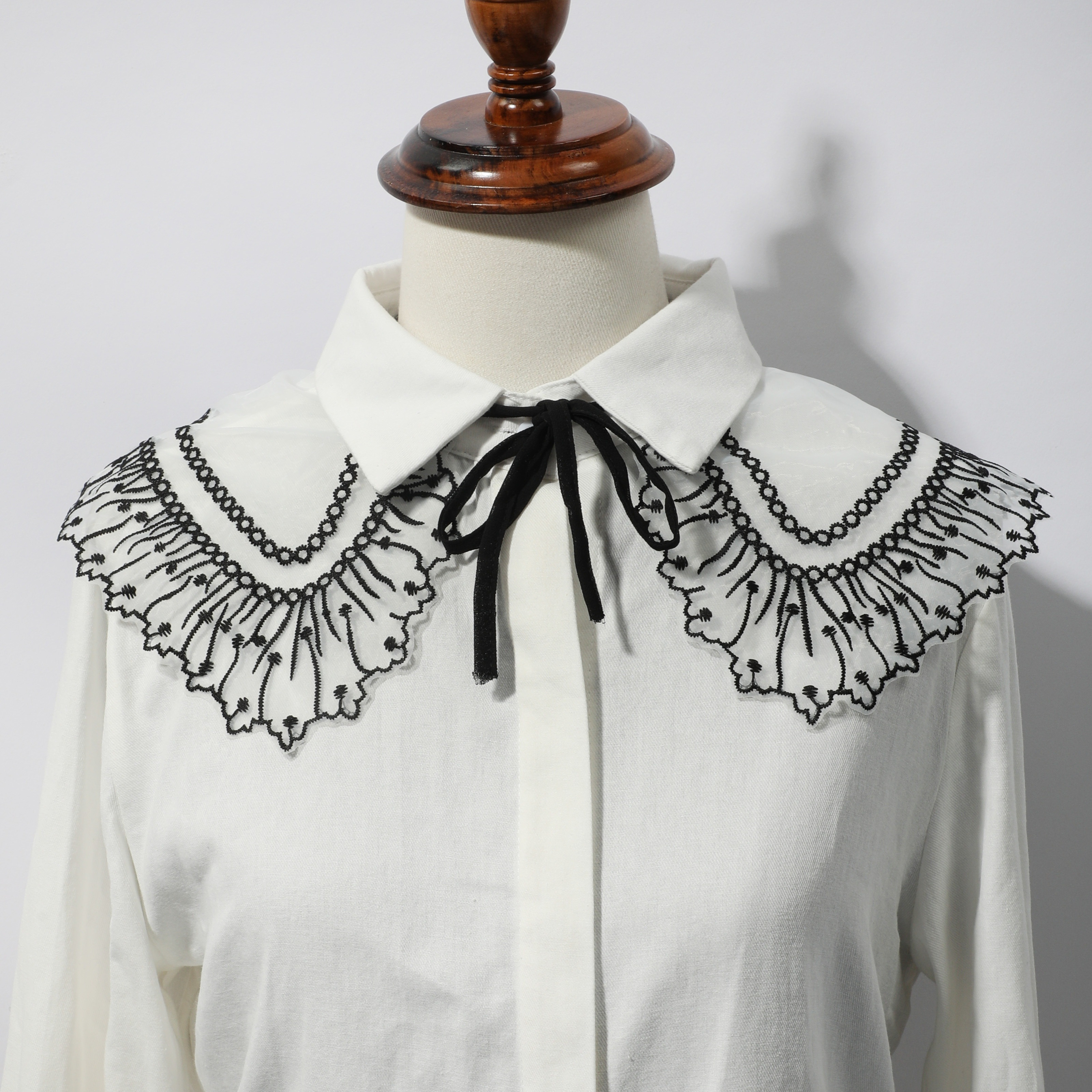Transparent Lace Embroidery Fake Collar Detachable White Shawl