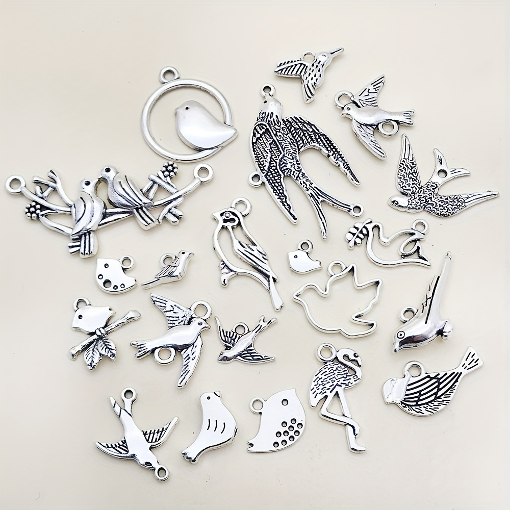 50pcs/lot Mixed Vintage Metal Animal Birds Charms Beads DIY Bracelet Pendant  Necklace Accessories For Jewelry Making Findings