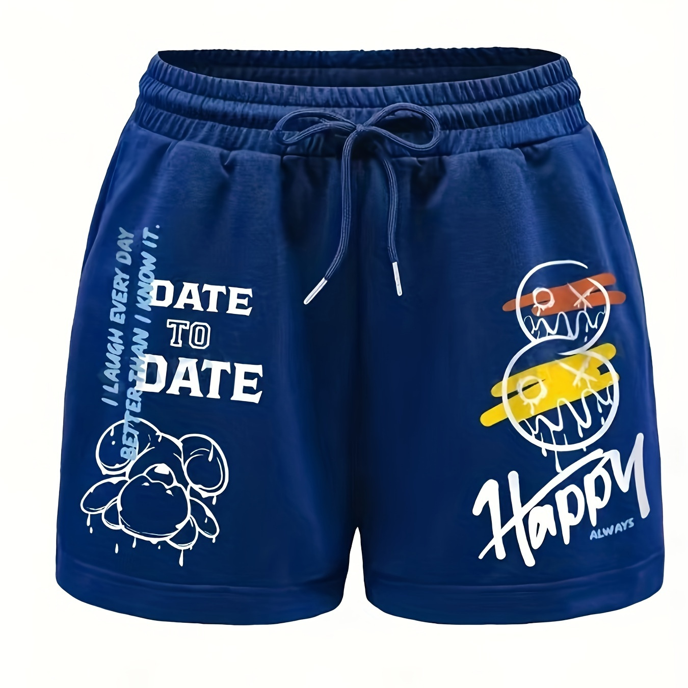 

Letter & Graphic Print Drawstring Shorts, Casual Shorts For Spring & Summer, Women's Clothing