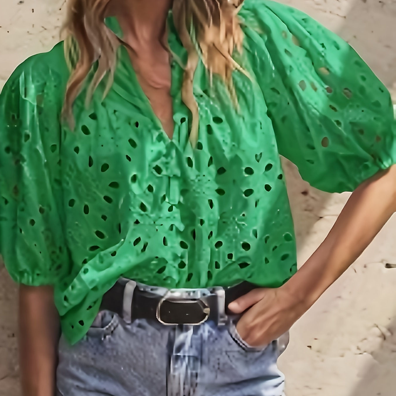 

Women's Summer Sleeve V- Embroidered