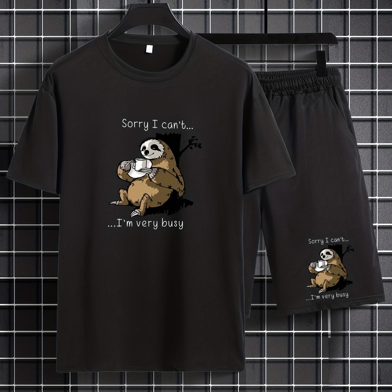 

Men's Casual Trendy Animal Graphic Print Comfortable Crew Neck Short Sleeve T-shirt & Shorts Sets, Summer Oversized Loose Clothing Plus Size