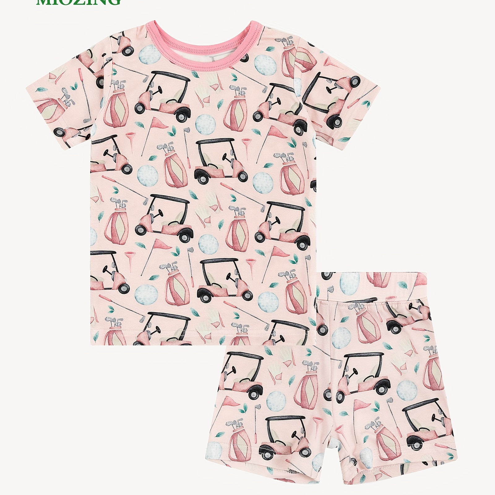 

Miozing Bamboo Fiber 2pcs, Toddler Kid's T-shirt & Comfy Shorts, Cartoon Car Pattern Set, Baby Girl's Clothes
