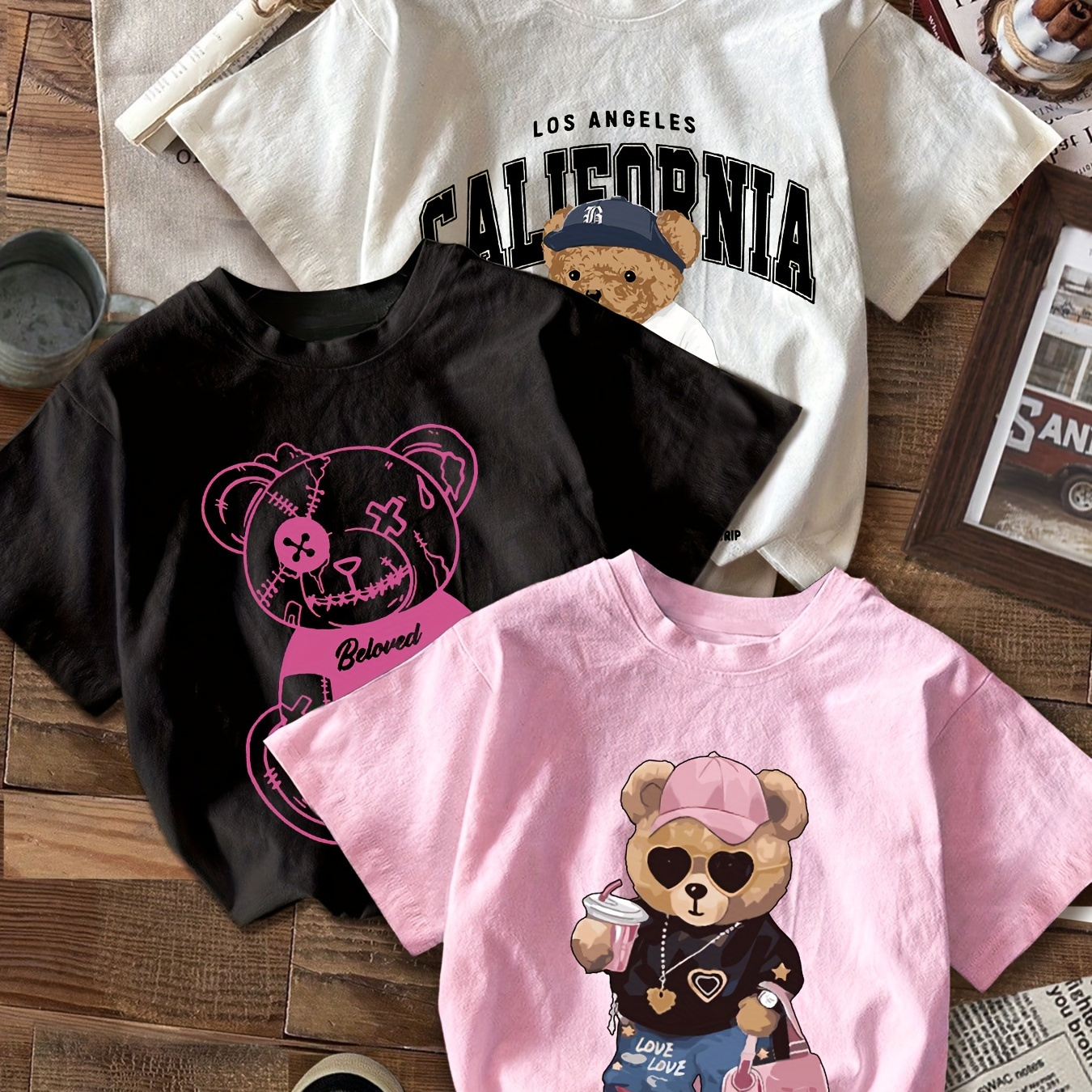 

Women's 3pcs T-shirt Set - Casual Crew Neck, Short Sleeve, Plus Size Tops, Machine Washable