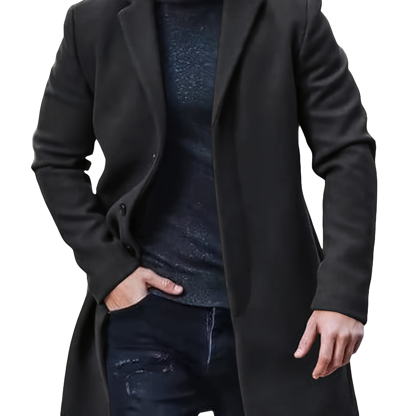 

Men's Plus Size Vintage Casual Lapel Collar Jacket - 100% Polyester Solid Color Non-stretch Fabric, Fall/winter Single-breasted Regular Fit Pea Coat With Button And Polyester Lining