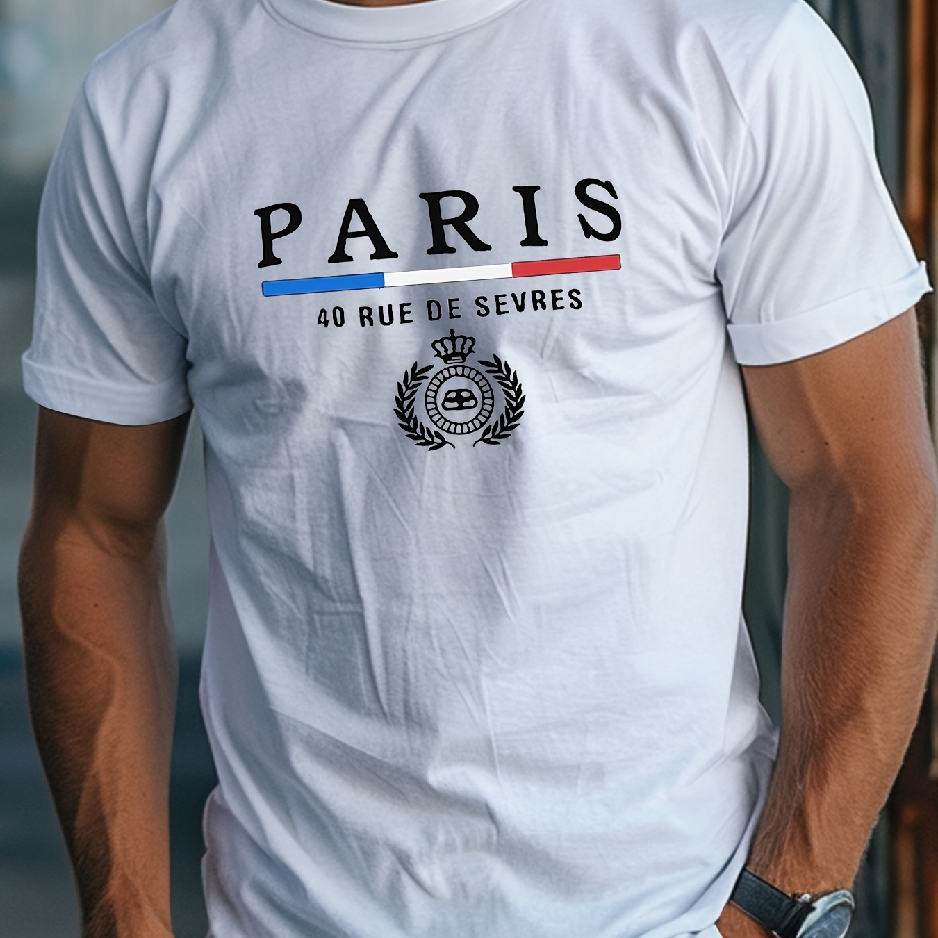 

Paris Psris Printed Summer Short-sleeved 220g Pure Cotton T-shirt Regular For Both Men And Women, Can Be Paired With Couples Combed Cotton T-shirt