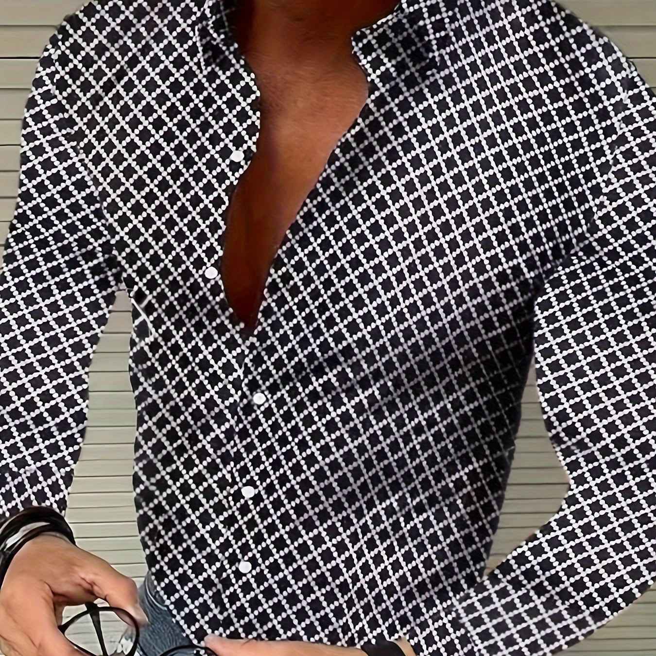 

Chemise à Manches Longues Imprimée pour Homme - Polyester, Boutonnée, Tissu Non Extensible pour /Automne