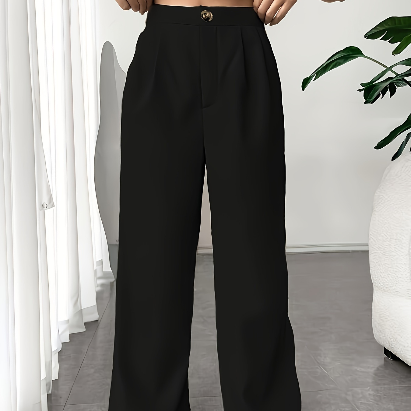 

High Waist Wide Leg Pants, Casual Loose Pants For Spring & Summer, Women's Clothing