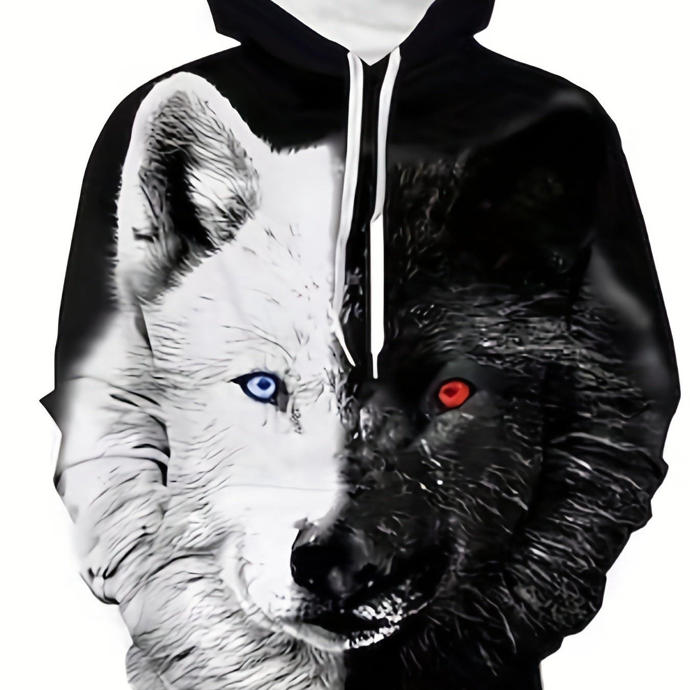 

Men's Trendy 3d Wolf Print Hoodie, Casual Slightly Stretch Breathable Hooded Sweatshirt For Outdoor