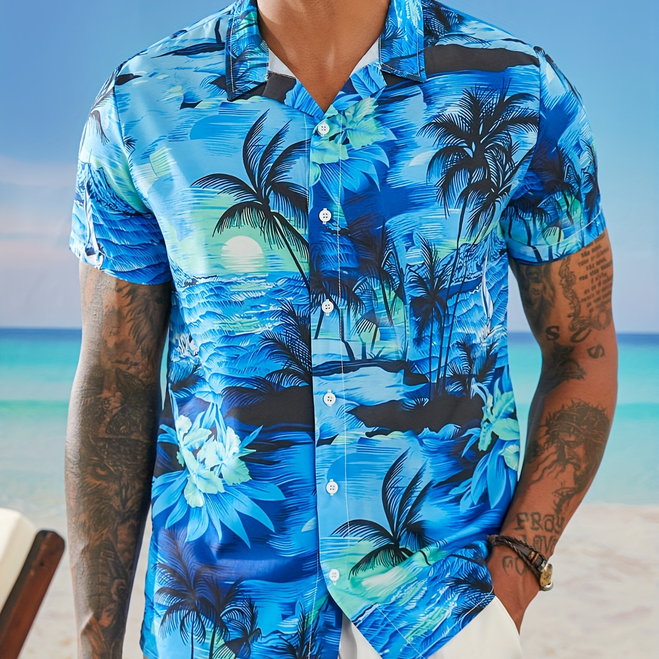 

Men's Casual Hawaiian Shirts, Short Sleeve Button Down Summer Beach Shirt, Stretch Tropical Vacation Clothes