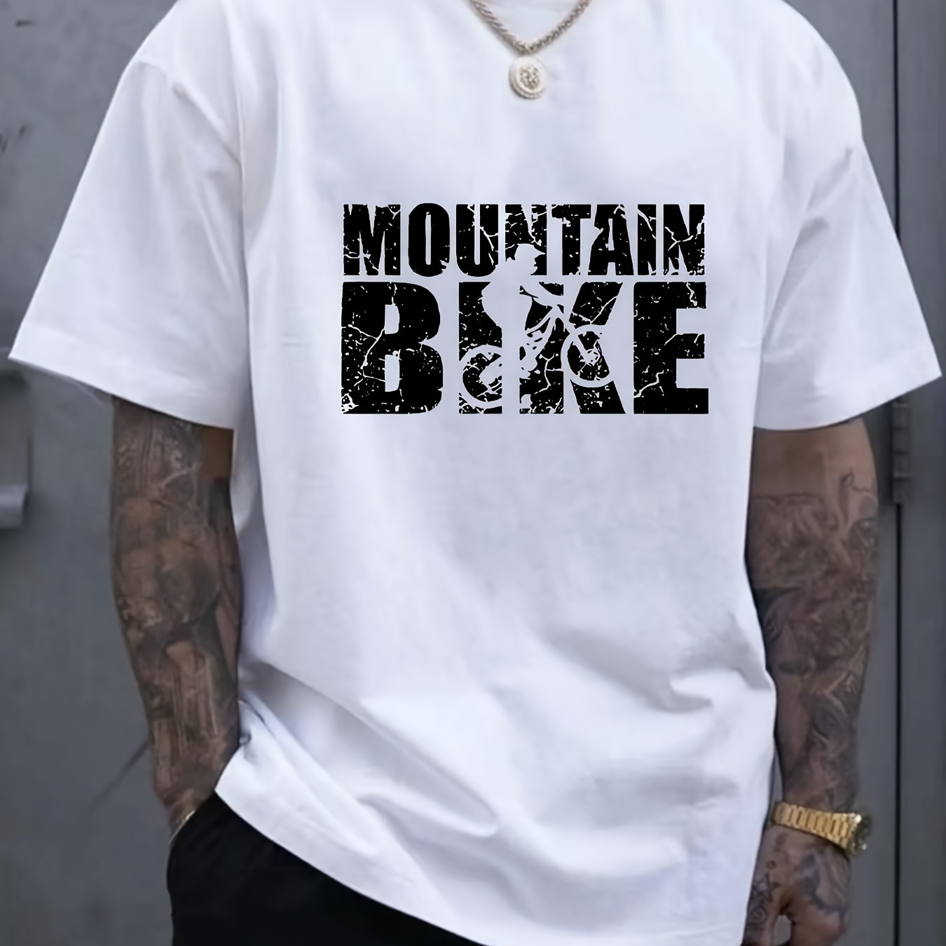 

Mountain Bike Pattern Print T-shirt - Soft, Breathable, And Comfortable For All Seasons - Regular Fit, Slight Stretch, And Knit Fabric