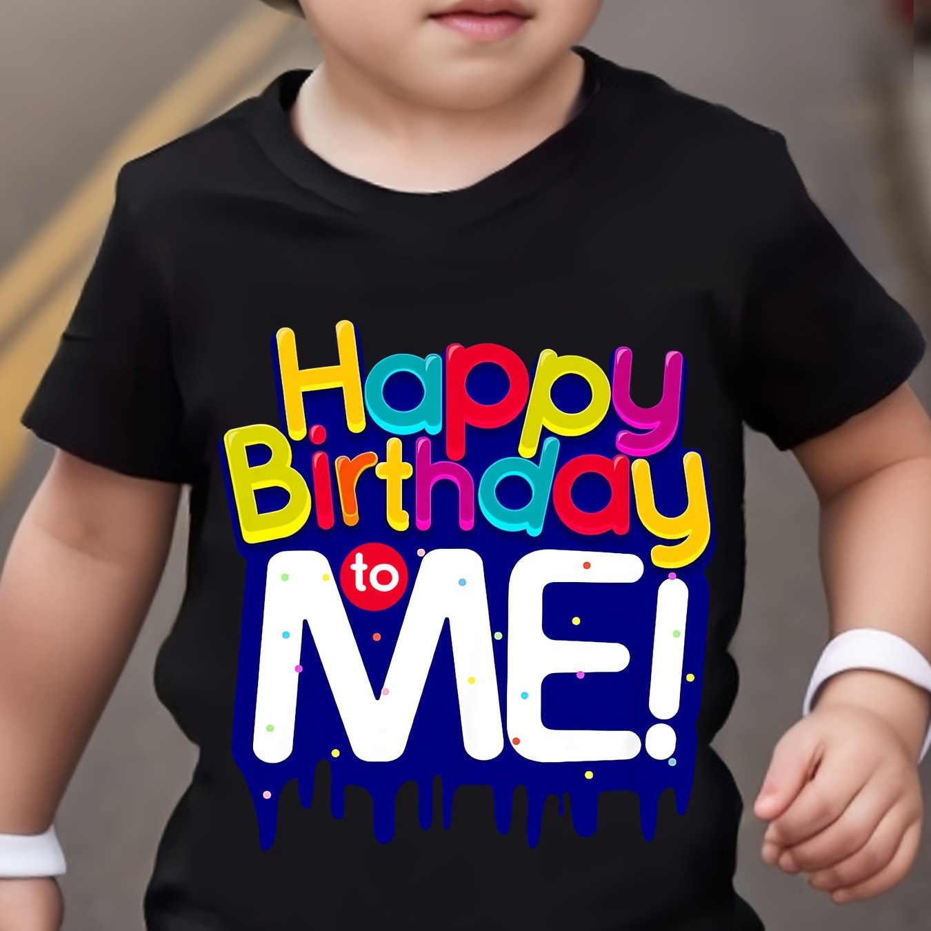 

Happy Birthday To Me Print Short Sleeve T-shirt For Boys, Casual Round Neck Comfy Summer Outdoor Clothes