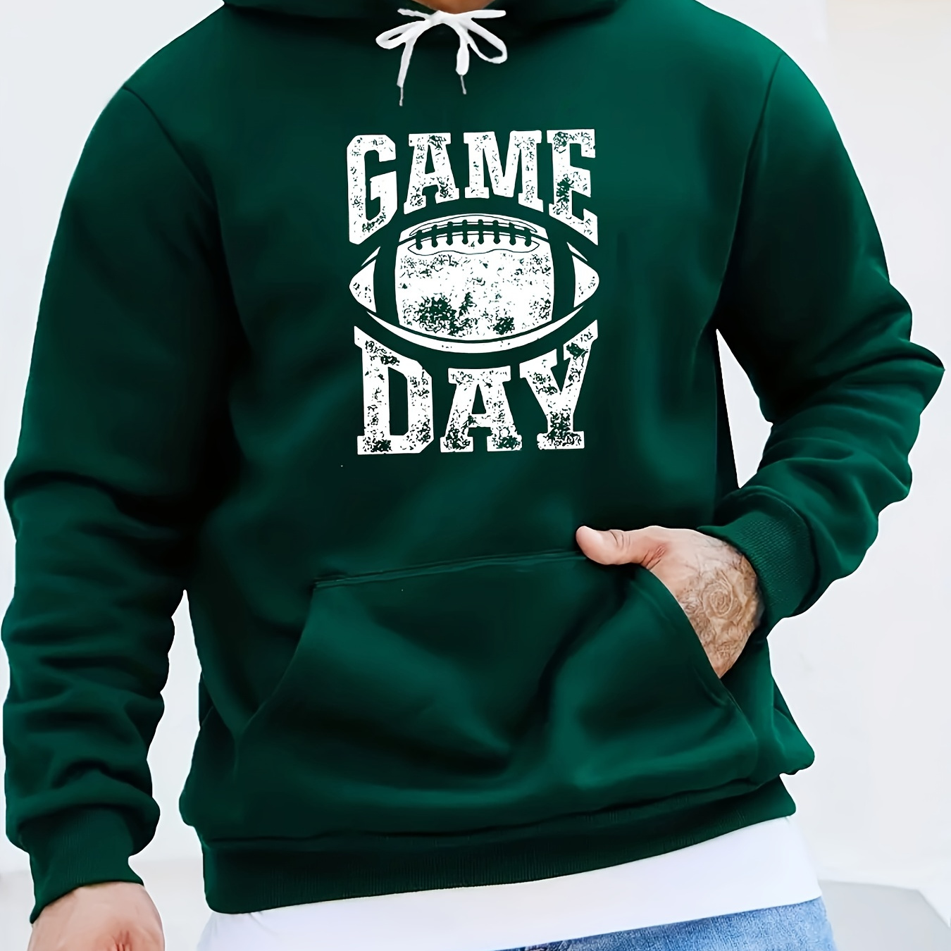 

Game Day Pattern Print Hoodies, Fashion Hooded Sweatshirt Casual Spring Autumn Tops, Men's Outdoor Sports Clothing
