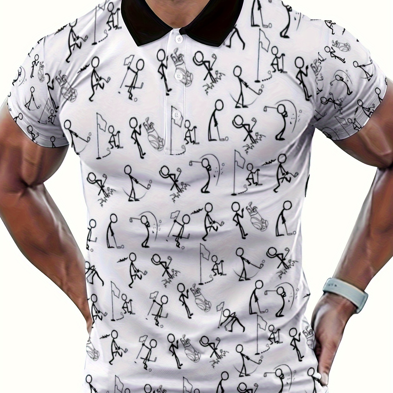 

Mens Golf Shirt Polo Shirts Short Sleeve Regular Shirt Man Golf Pattern